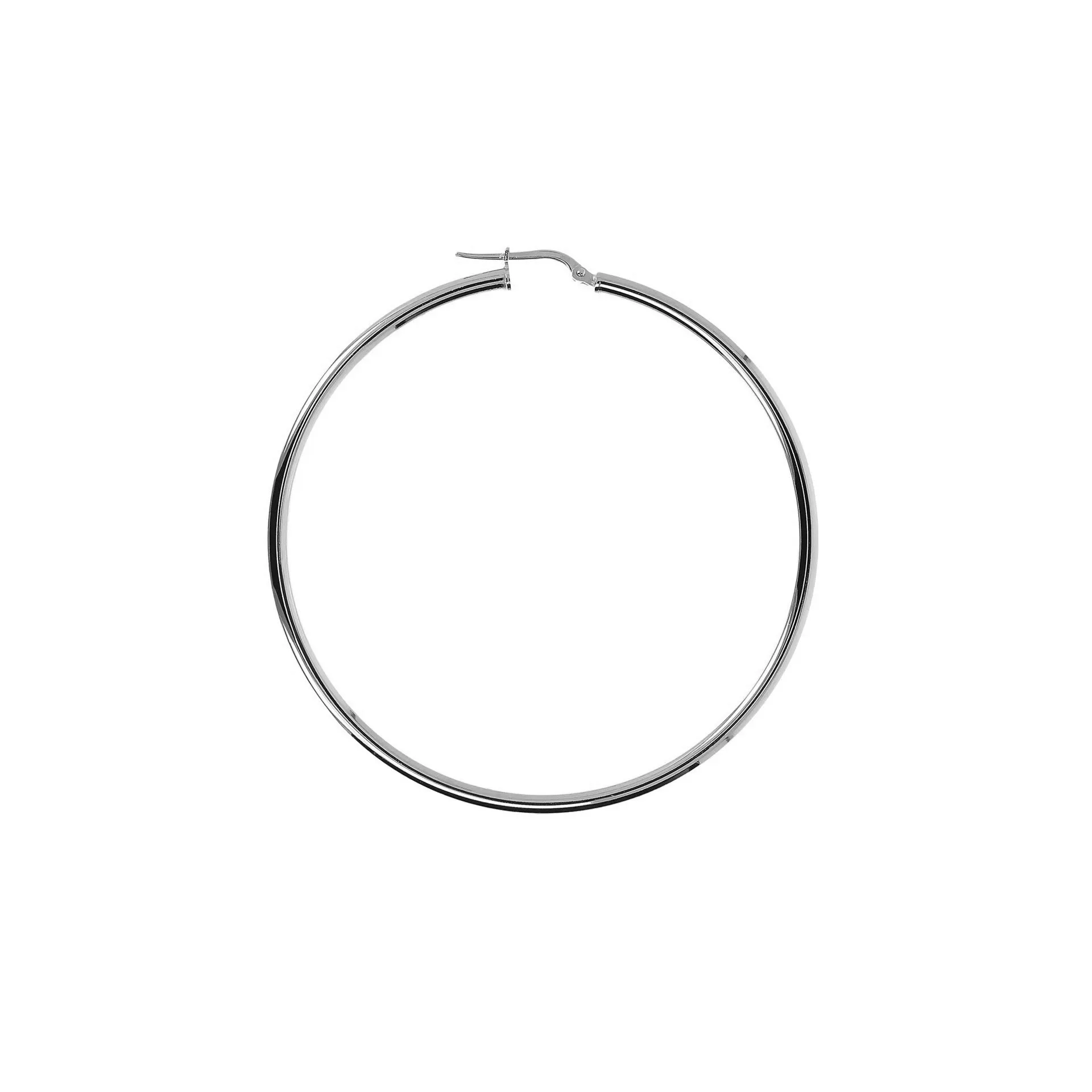 Italian Sterling Silver 2.5" Polished Hoop Earrings