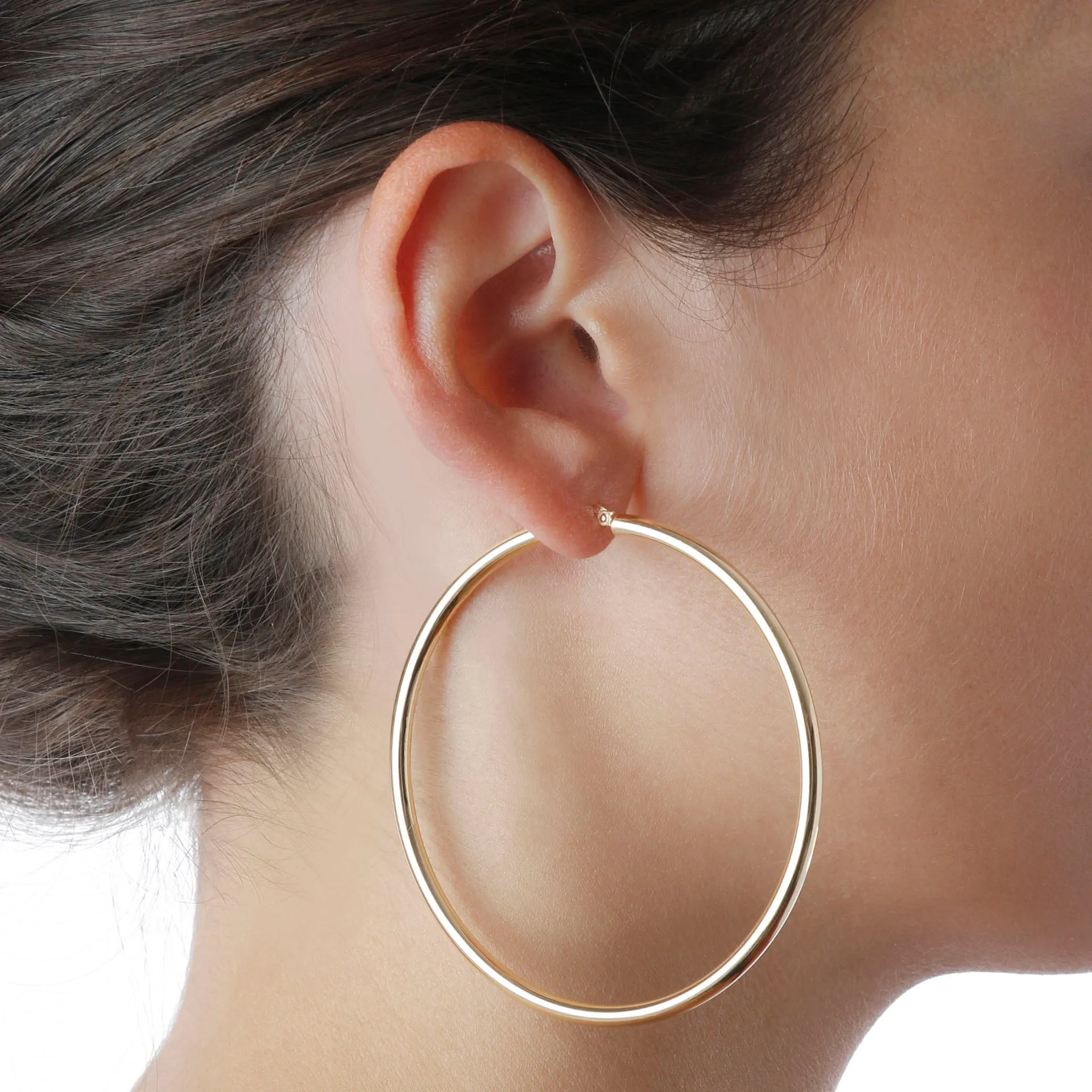 Italian Sterling Silver 2.5" Polished Hoop Earrings