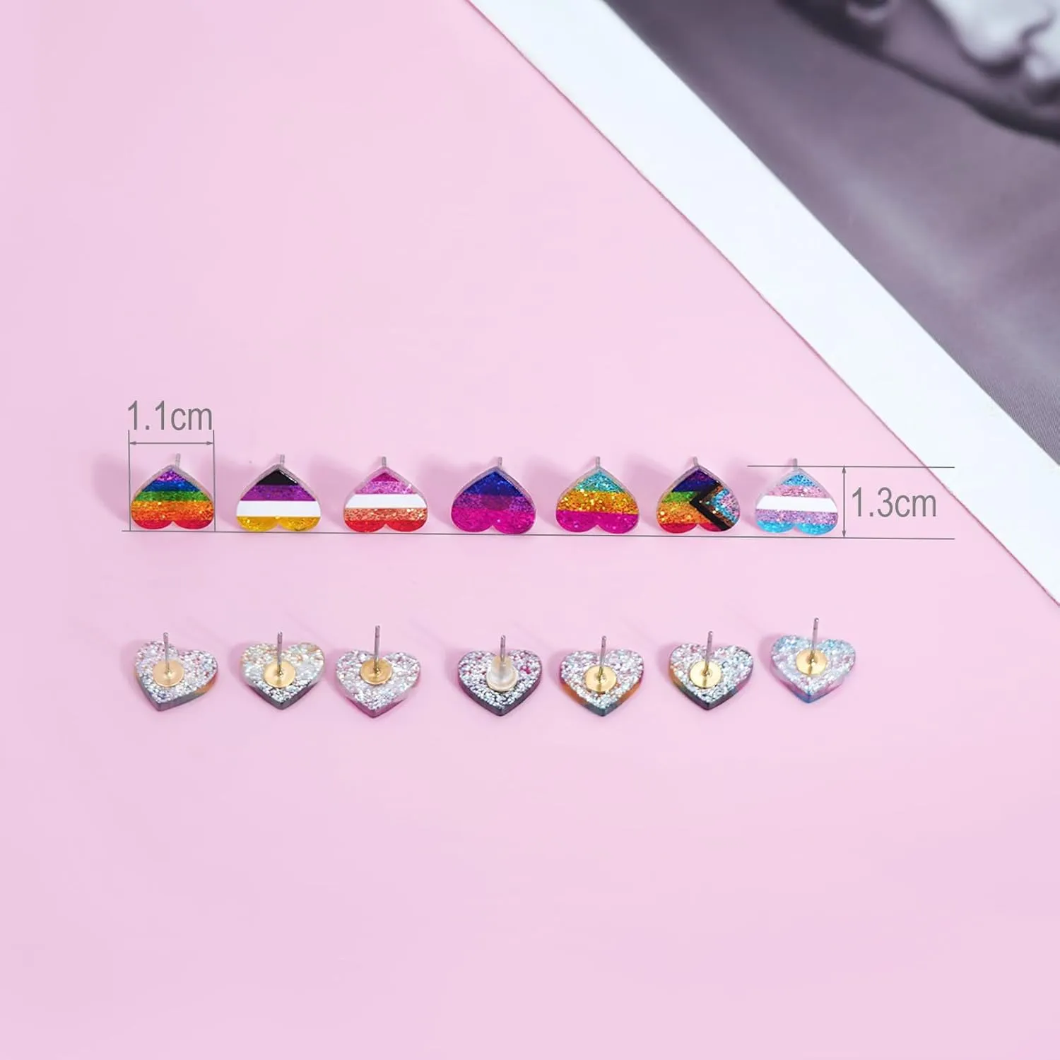 LGBTQ  Rainbow Heart Pride Earrings for Women Men Acrylic LGBT Progress Flag Heart Earrings Bisexual Trans Nonbinary Lesbian Pansexual Rainbow Pride Jewelry Accessories