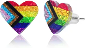 LGBTQ  Rainbow Heart Pride Earrings for Women Men Acrylic LGBT Progress Flag Heart Earrings Bisexual Trans Nonbinary Lesbian Pansexual Rainbow Pride Jewelry Accessories