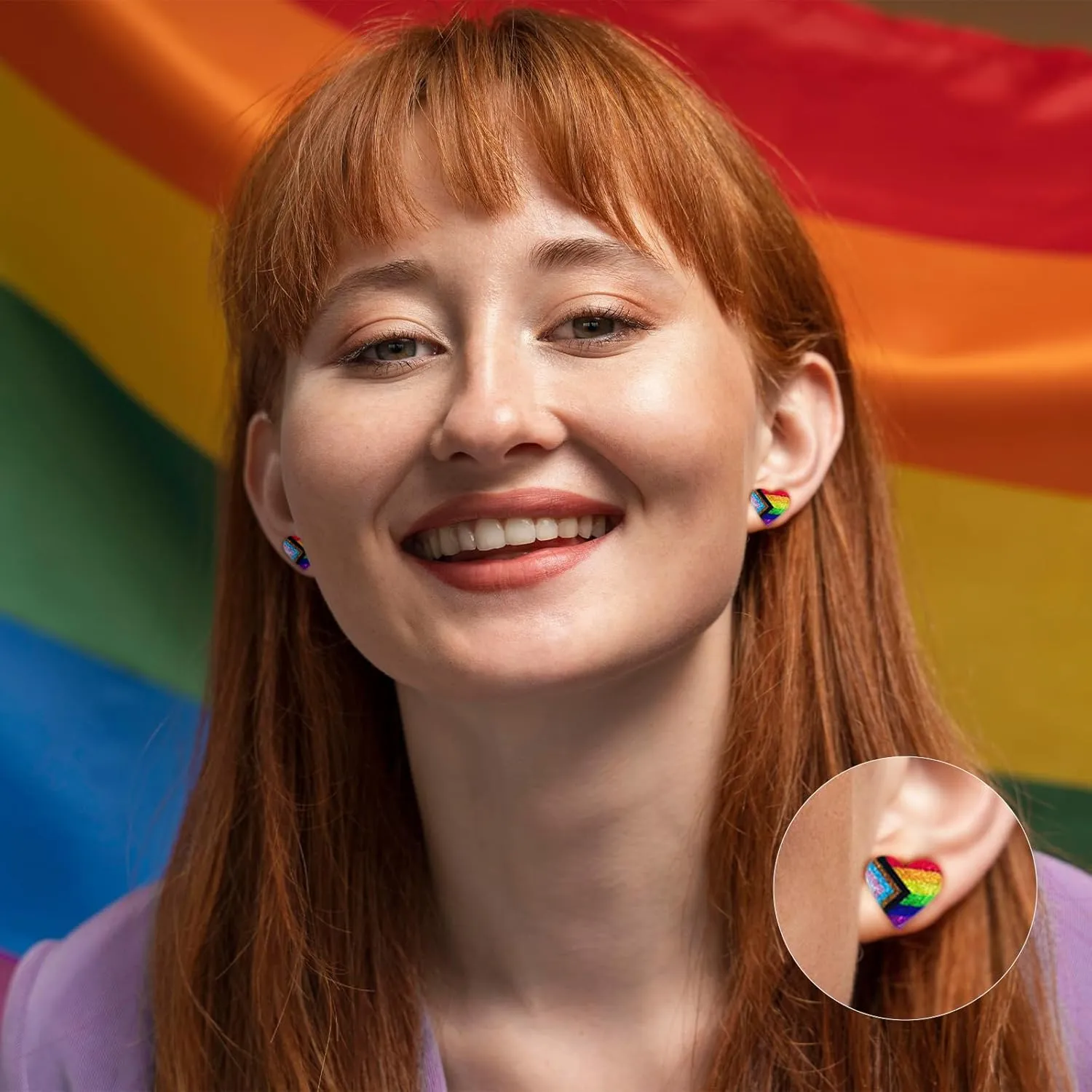 LGBTQ  Rainbow Heart Pride Earrings for Women Men Acrylic LGBT Progress Flag Heart Earrings Bisexual Trans Nonbinary Lesbian Pansexual Rainbow Pride Jewelry Accessories