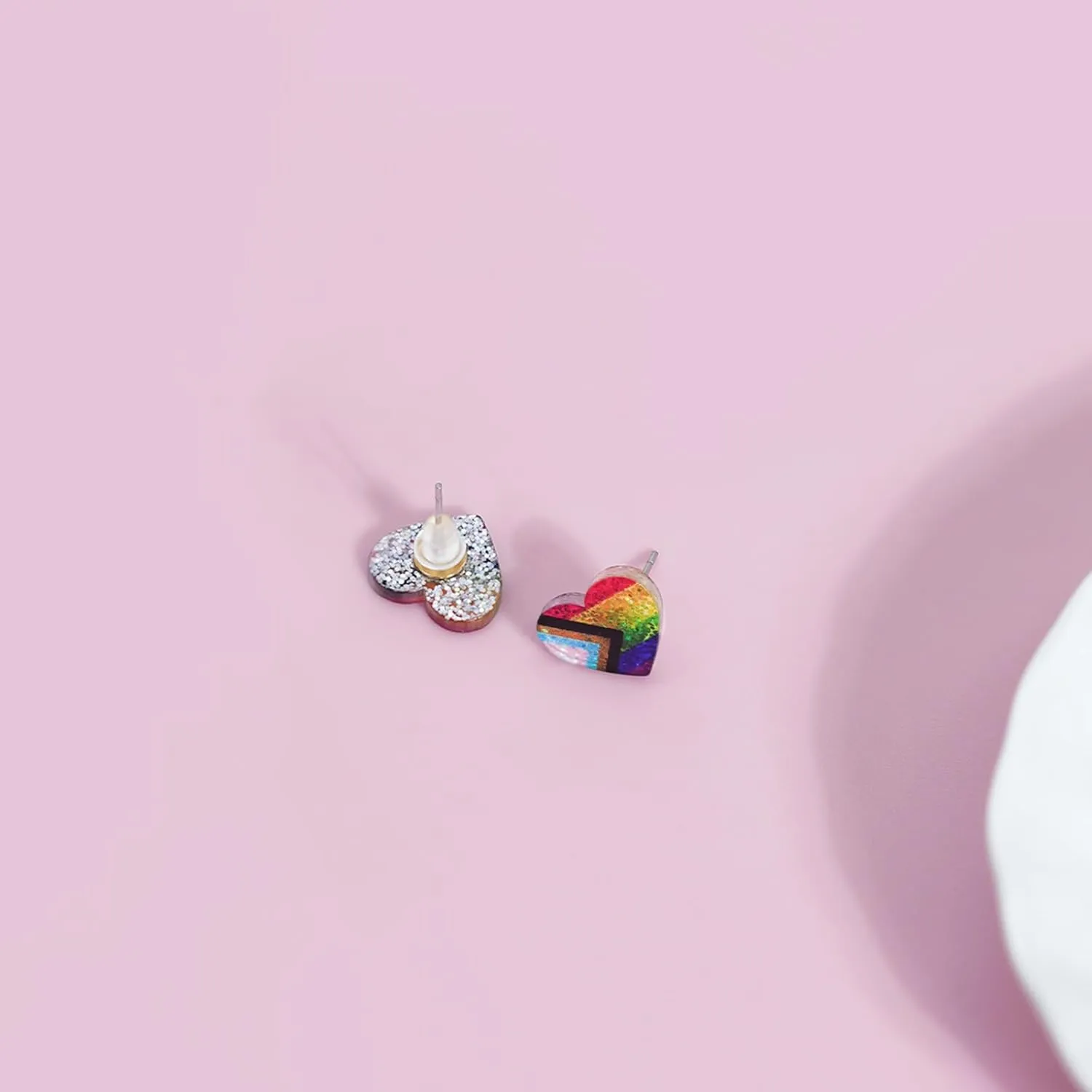 LGBTQ  Rainbow Heart Pride Earrings for Women Men Acrylic LGBT Progress Flag Heart Earrings Bisexual Trans Nonbinary Lesbian Pansexual Rainbow Pride Jewelry Accessories