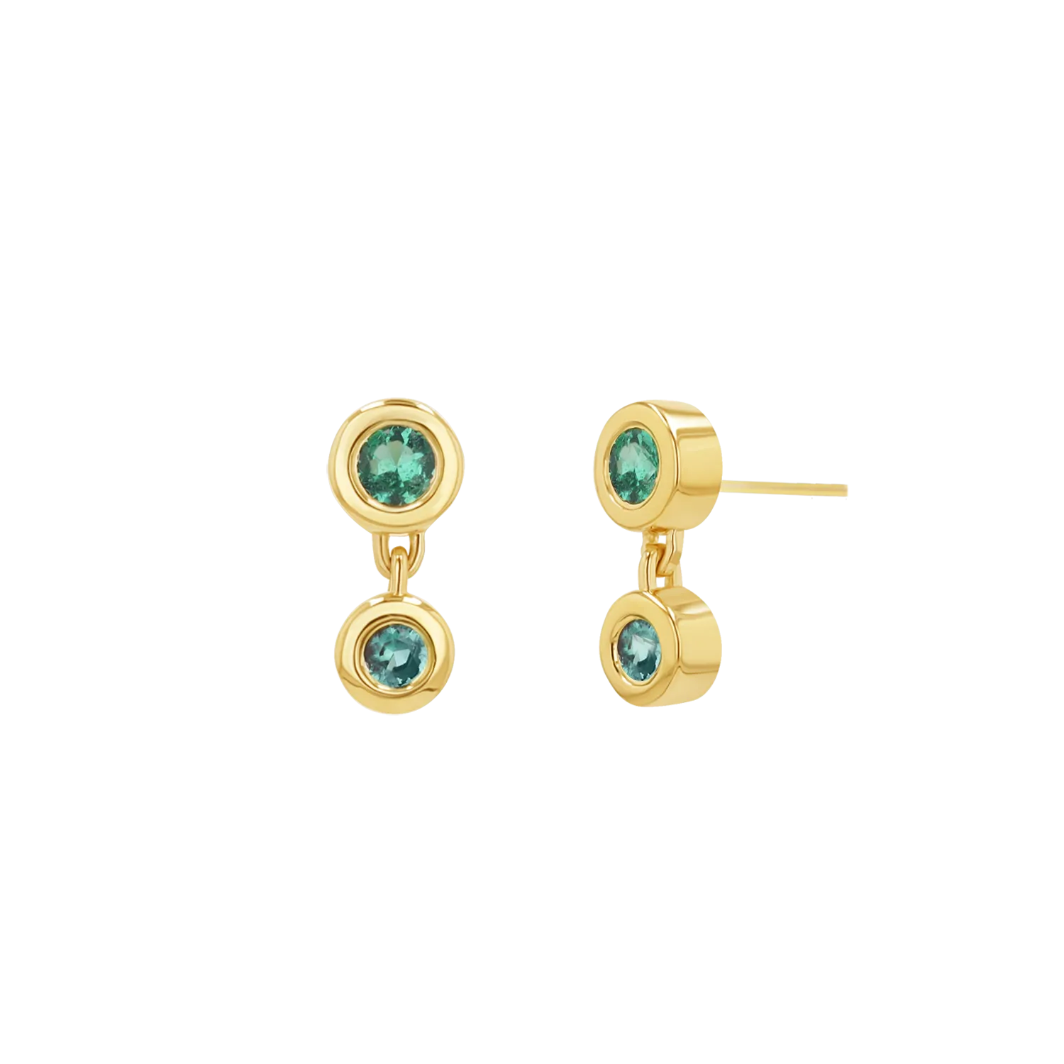 Linked Emerald Duo Studs