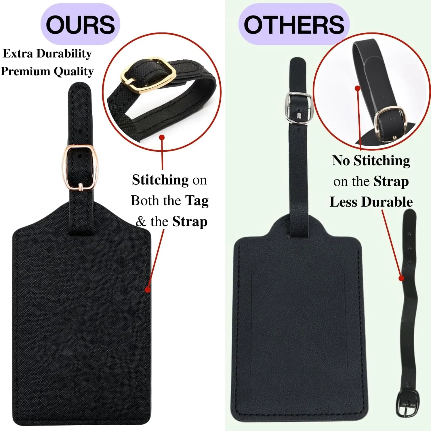Luggage Tag PU Leather for Suitcase Baggage Handbag Travel Bag Label Suitcase Tag Label Tag w. Name Card & Privacy Cover (G)