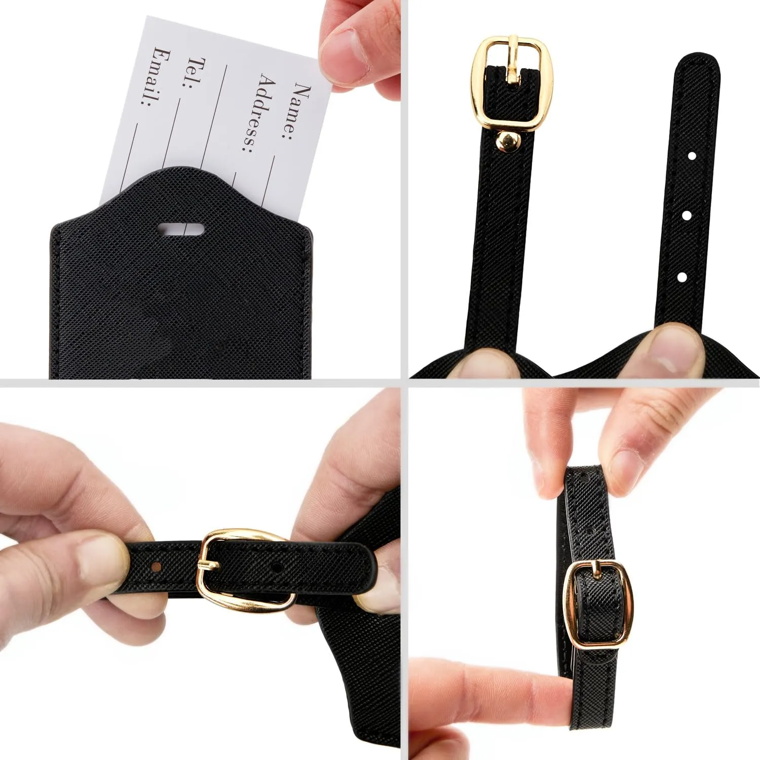 Luggage Tag PU Leather for Suitcase Baggage Handbag Travel Bag Label Suitcase Tag Label Tag w. Name Card & Privacy Cover (G)