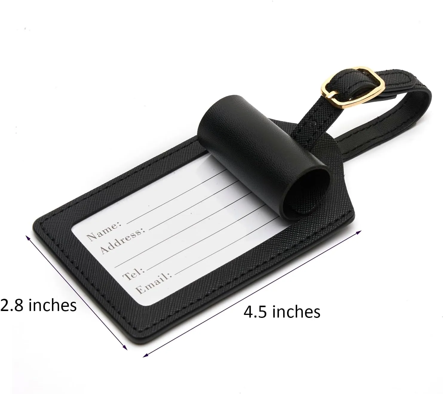 Luggage Tag PU Leather for Suitcase Baggage Handbag Travel Bag Label Suitcase Tag Label Tag w. Name Card & Privacy Cover (G)