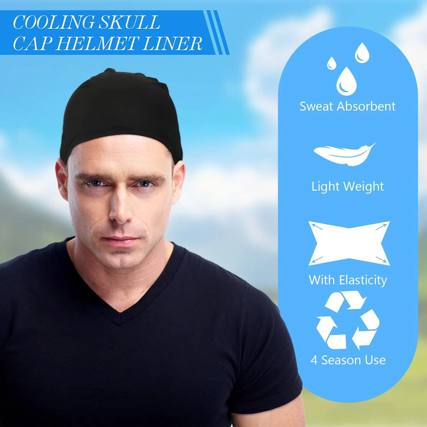 Meanplan 22 Pcs Helmet Liner Skull Cap Men's Cooling Cycling Cap Sports Helmet Cap for Men Women Running Skiing Hat