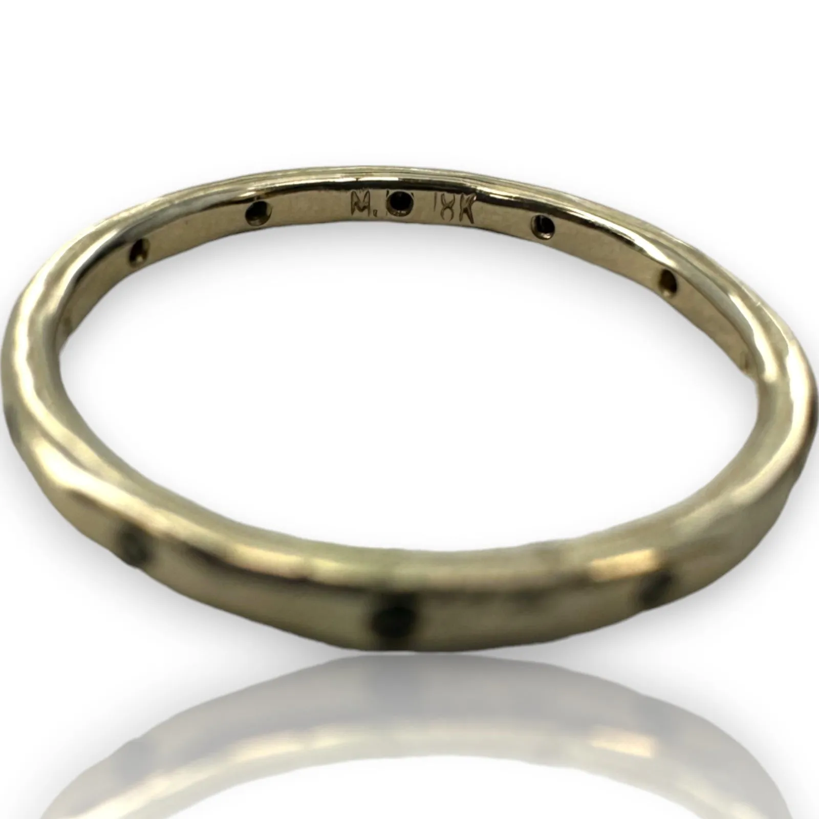 Melissa Joy Manning Solid 18kt Recycled White Gold 12 Black Diamond 1.7mm Wedding Stackable Band Size 5.75