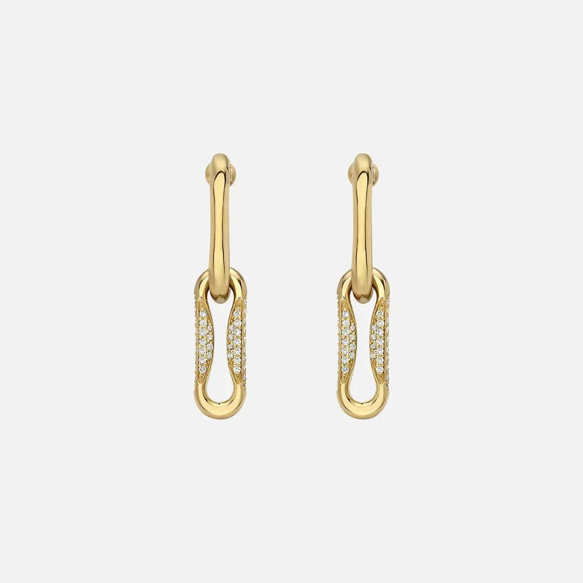 Milano Pinched Link Drop Earrings With Diamonds