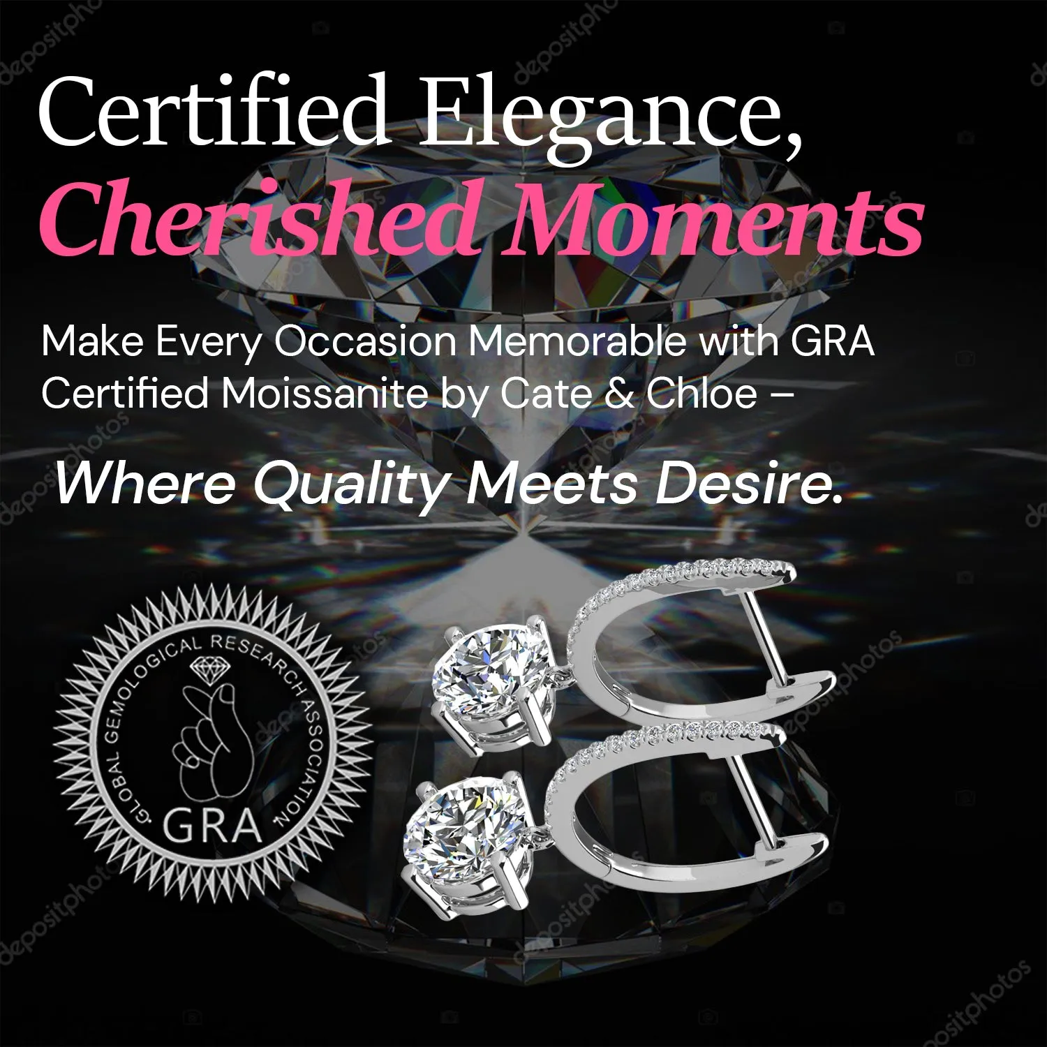 Moissanite by Cate & Chloe Finley Sterling Silver Drop Earrings with Moissanite Crystals