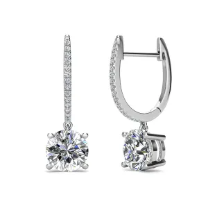 Moissanite by Cate & Chloe Finley Sterling Silver Drop Earrings with Moissanite Crystals