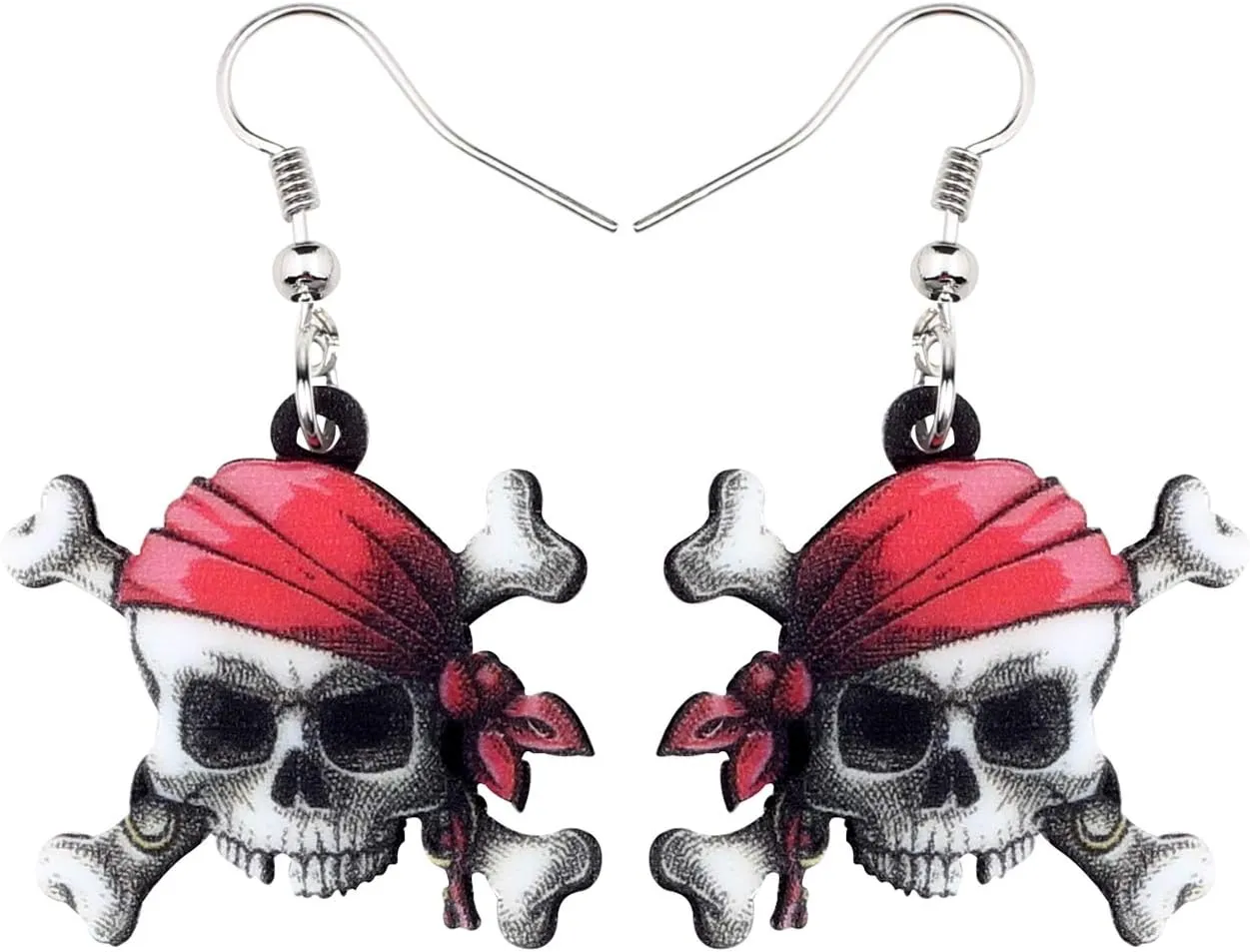 NEWEI Acrylic Halloween Pirate Skull Earrings Drop Dangle Accessories Charms Jewelry for Women Gifts