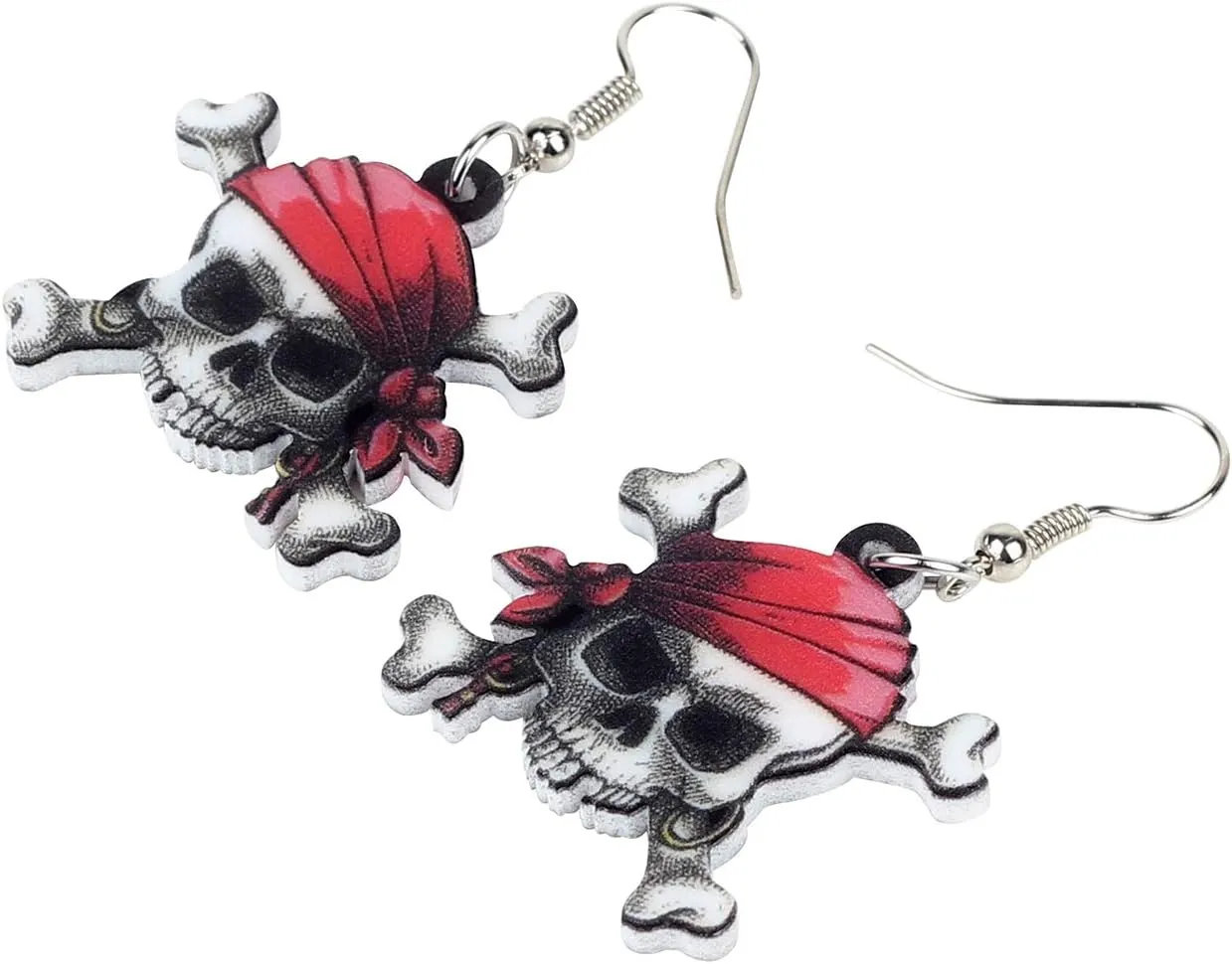 NEWEI Acrylic Halloween Pirate Skull Earrings Drop Dangle Accessories Charms Jewelry for Women Gifts