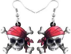 NEWEI Acrylic Halloween Pirate Skull Earrings Drop Dangle Accessories Charms Jewelry for Women Gifts