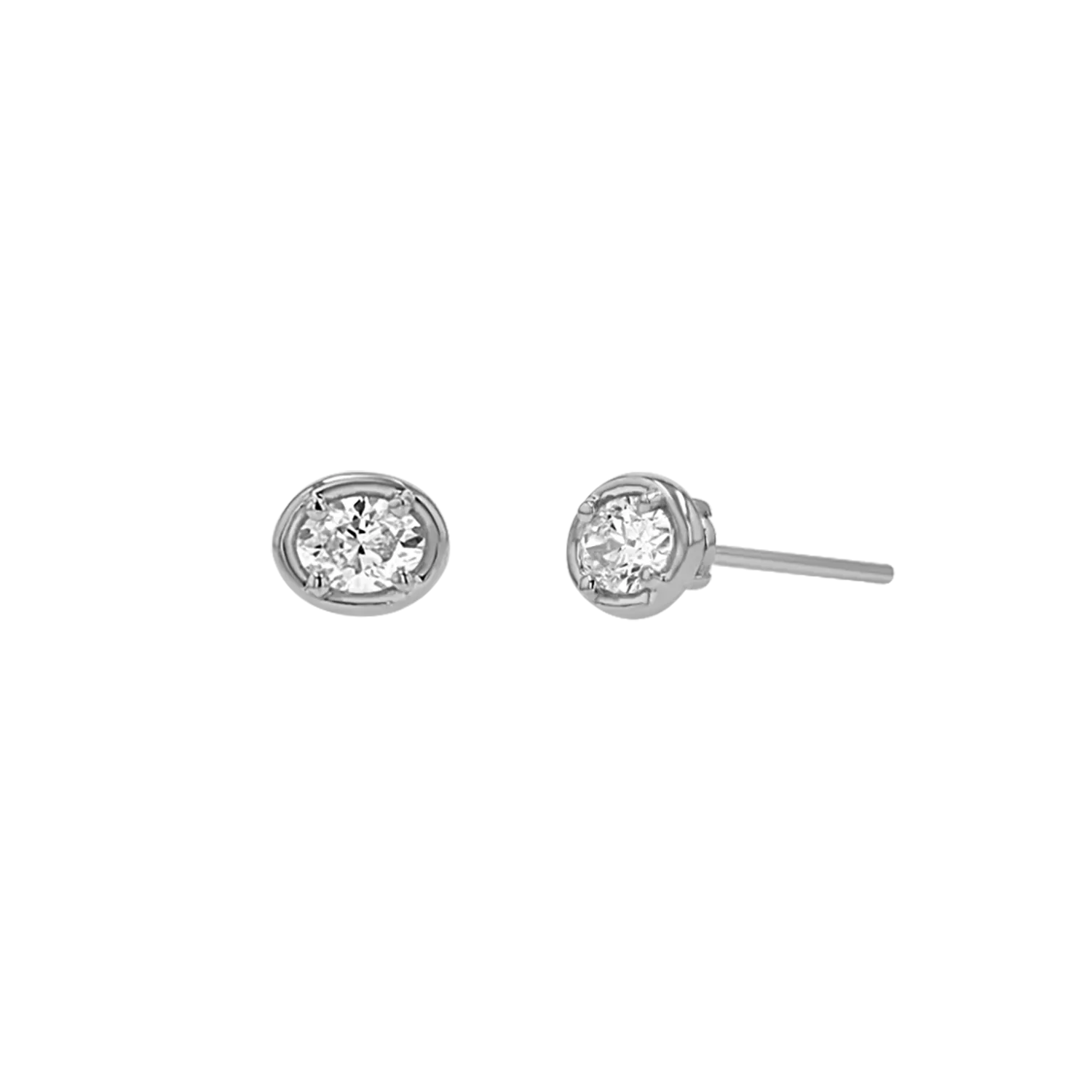Oval Diamond Stud Earrings