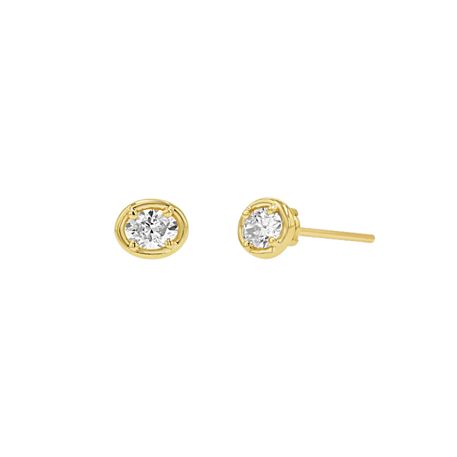 Oval Diamond Stud Earrings
