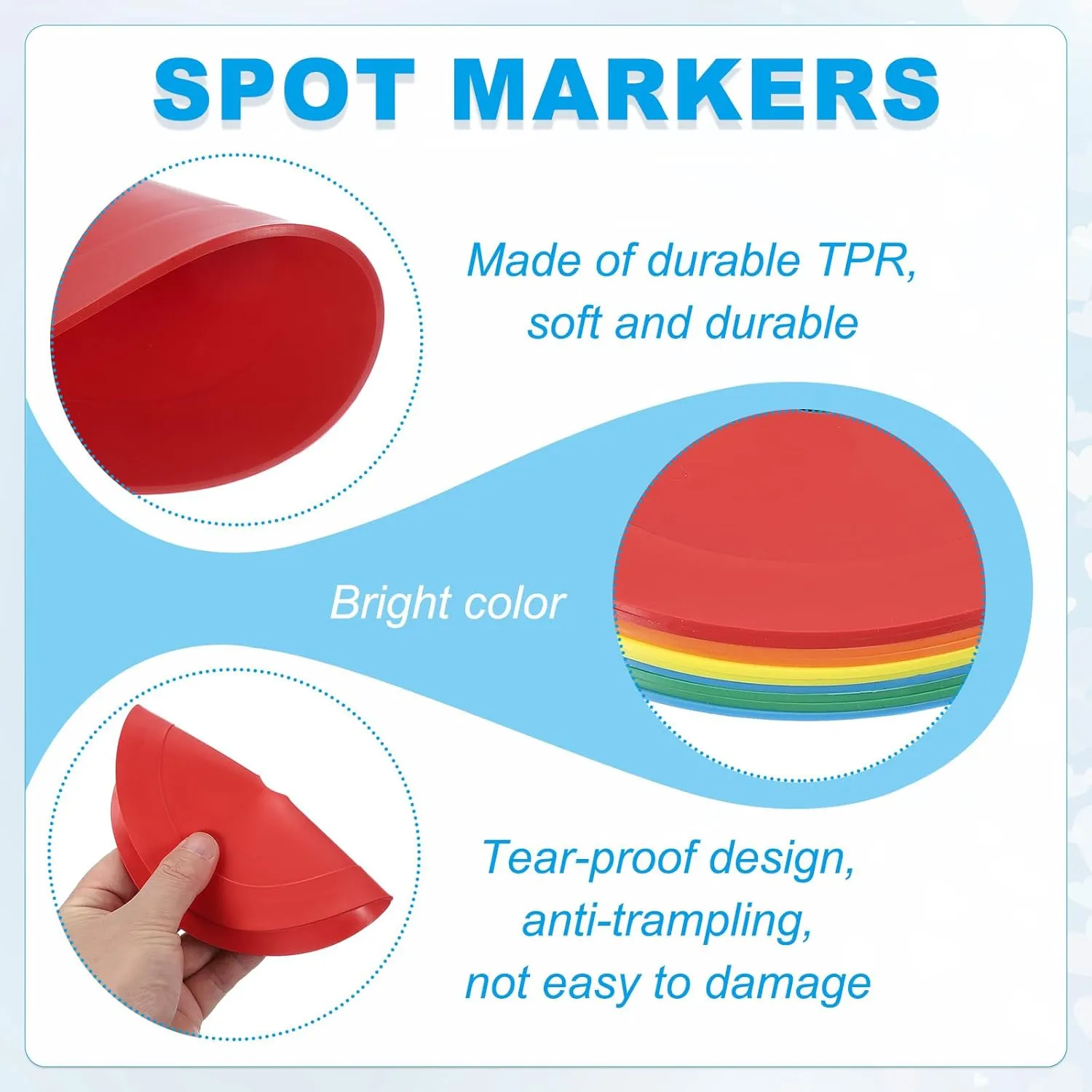 PATIKIL Flat Cones,Spot Marker Small Flat Soccer Training Cones for Football Basketball Agility Practice Sports Training Equipment