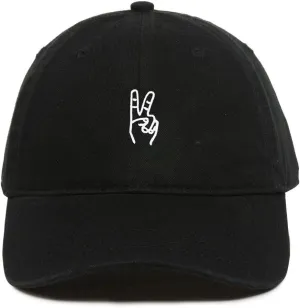 Peace Sign Baseball Cap Embroidered Cotton Adjustable Dad Hat