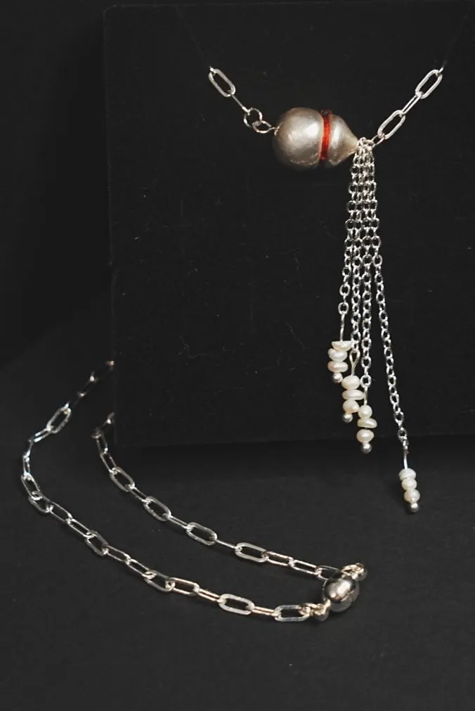 “Pouring”, Necklace, 999 Silver, Pearl
