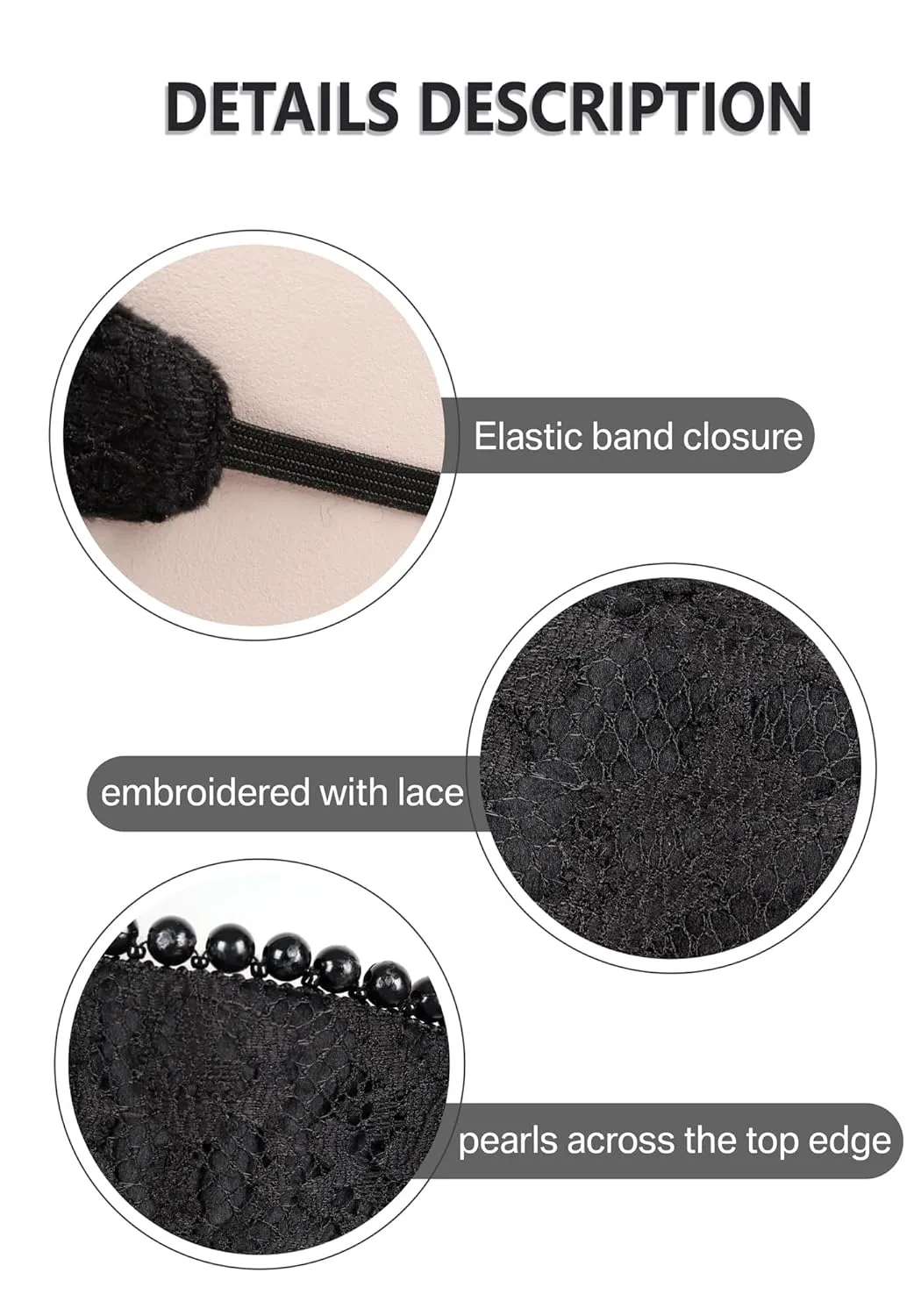 PROCOS Anne Pearl Headband Velvet Tudor French Hood Headpiece Elizabethan Headwear Queen Parr Renaissance Hair Accessory (A-Black)