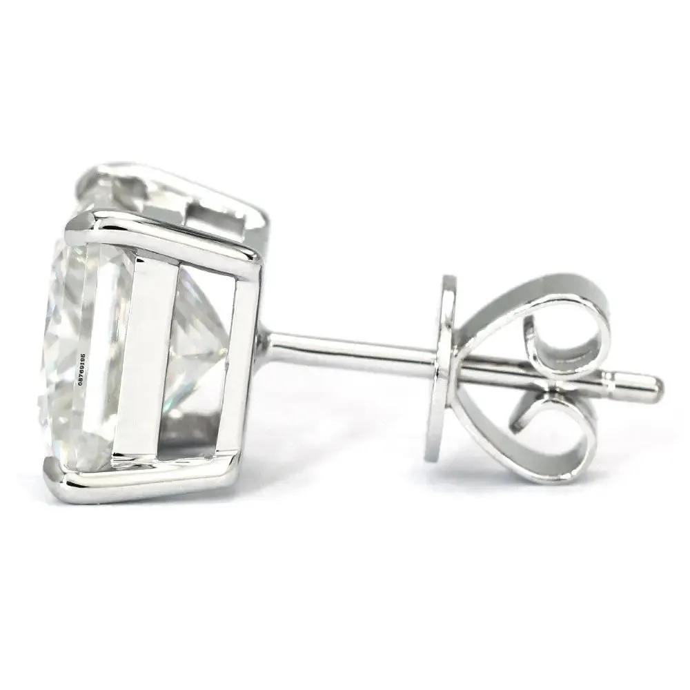 Ready Made | 0.6 Carat Princess Moissanite Solitaire Stud Earrings in 18K White Gold