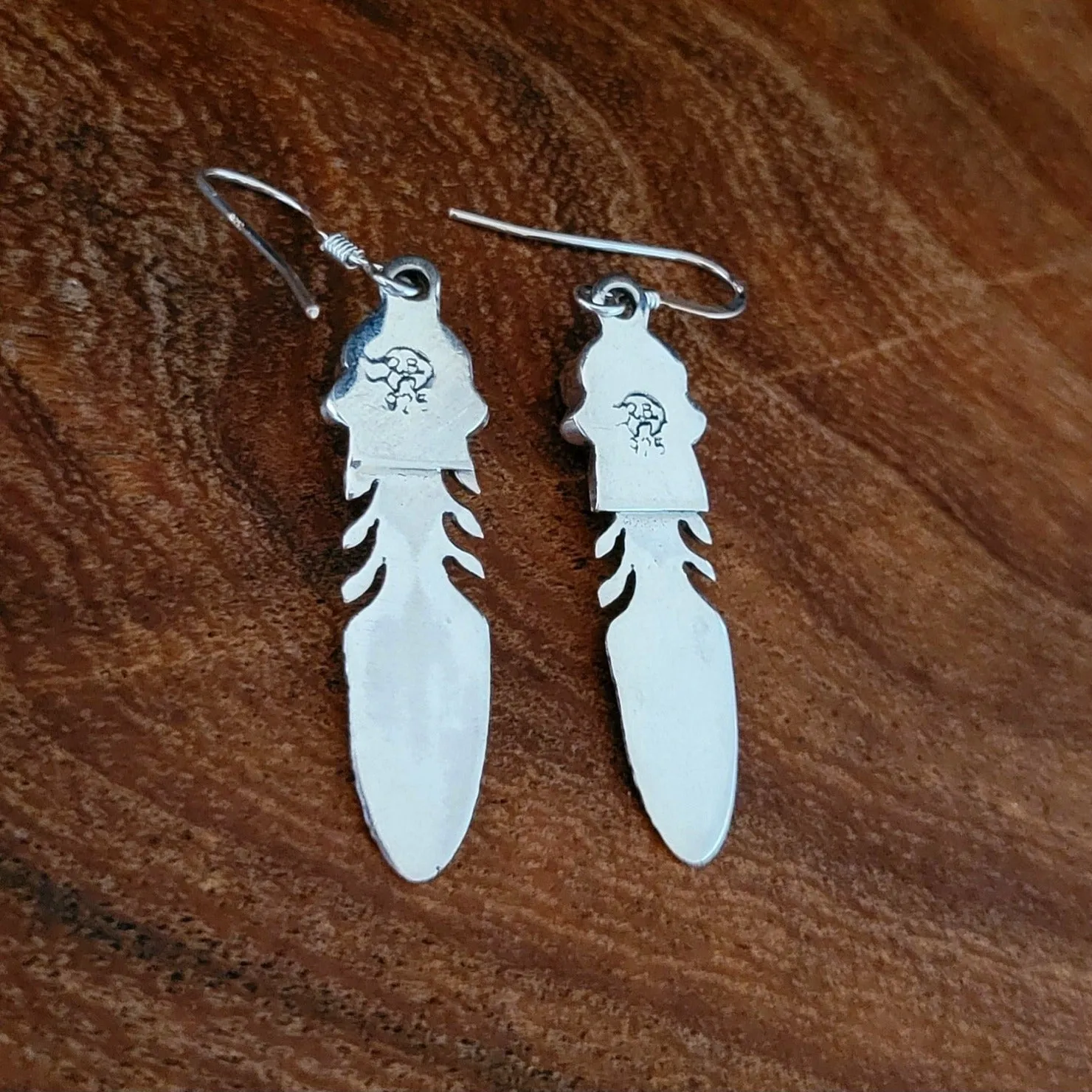 Red Coral Feather Earrings by Sharon McCarthy BB-ERN-0036