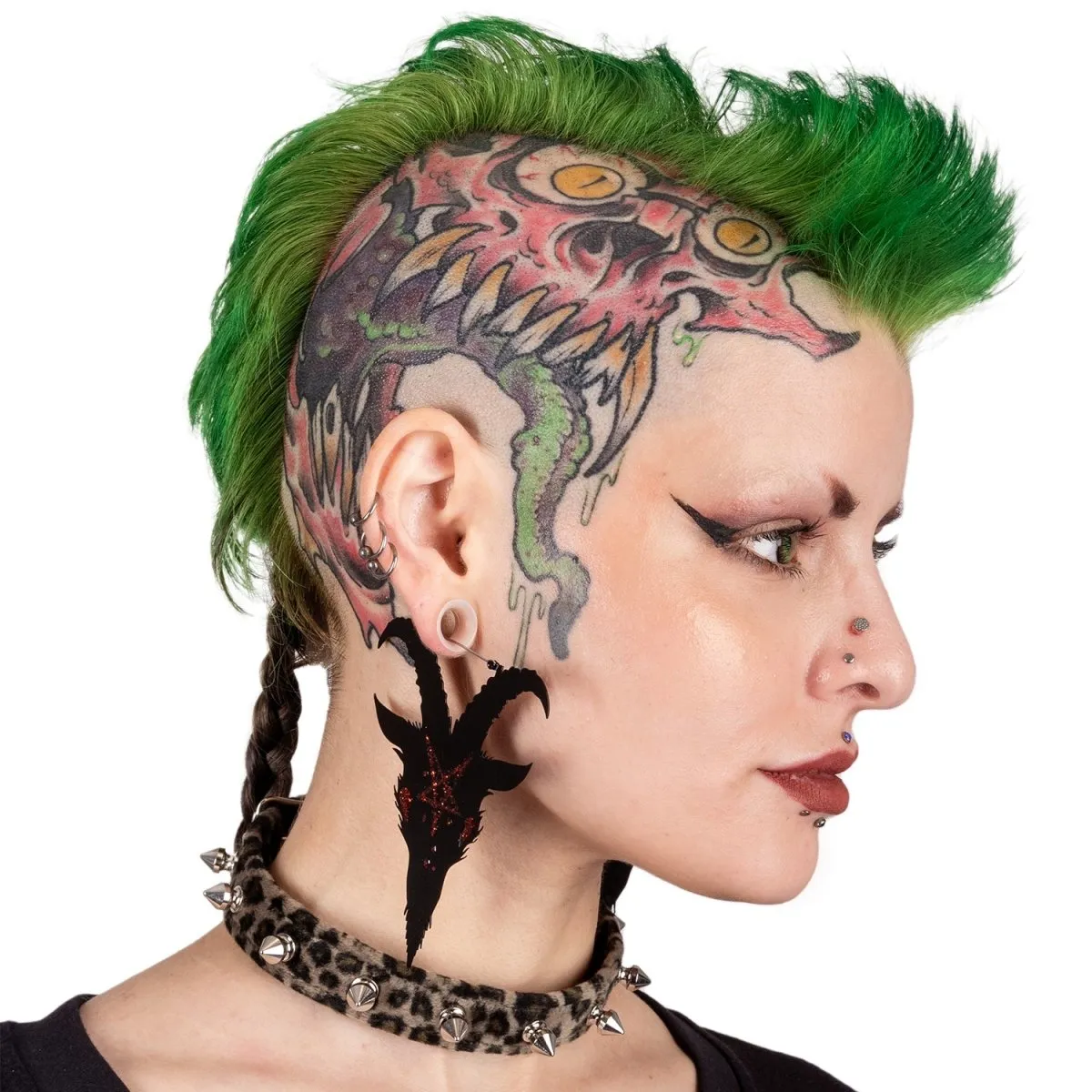 Red Pentagram Satan Hoop Earrings