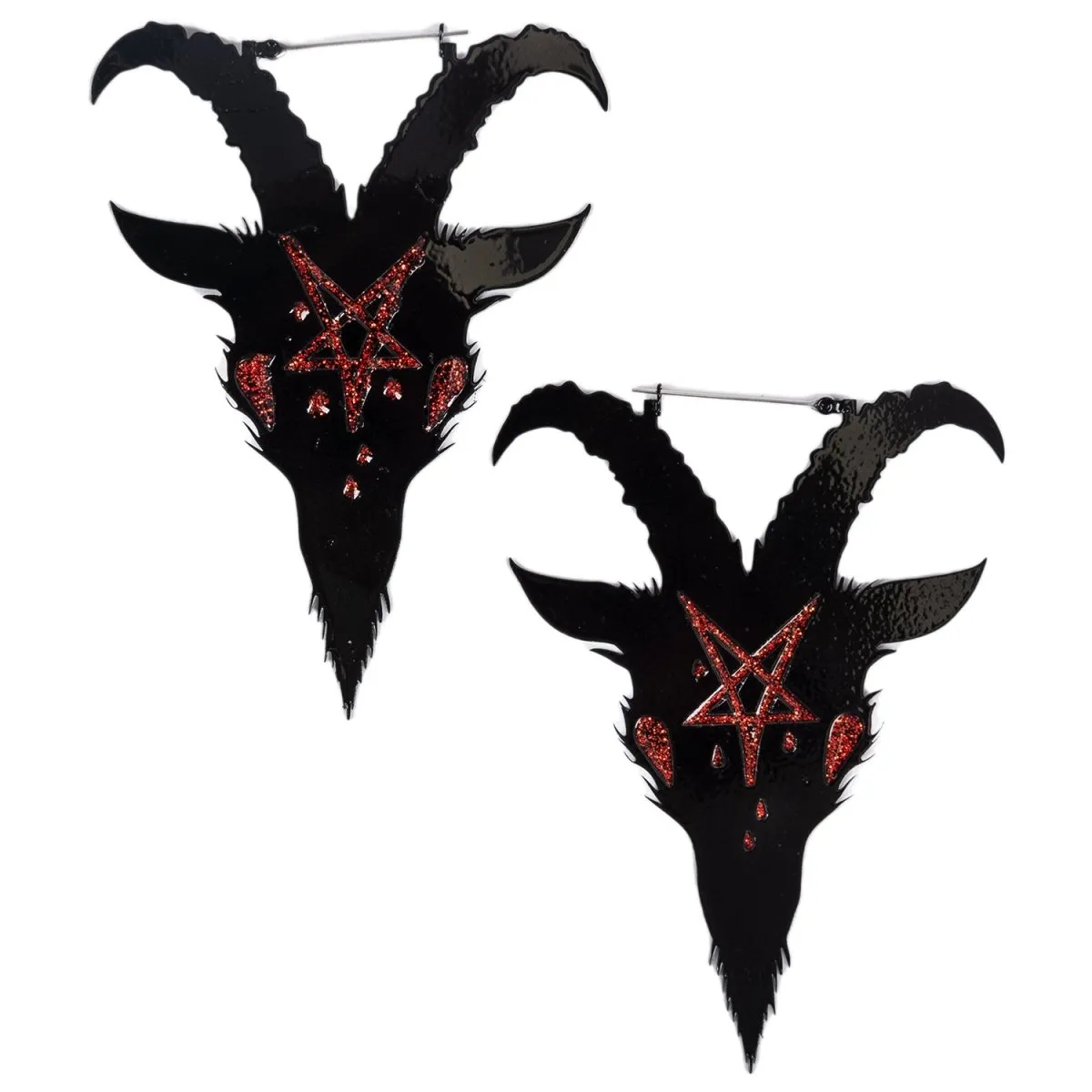 Red Pentagram Satan Hoop Earrings