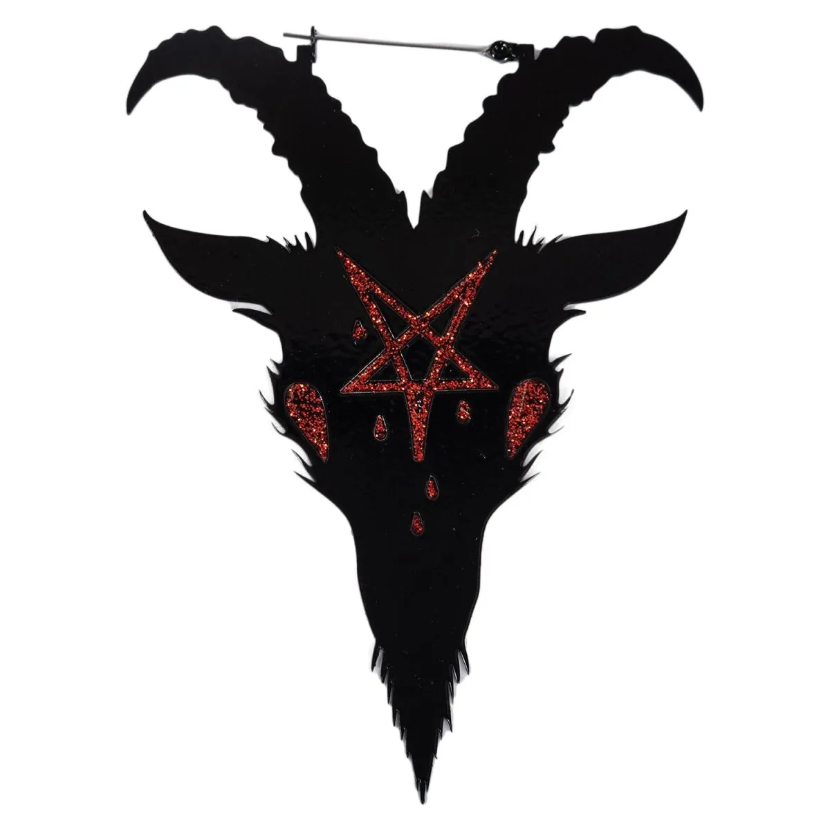 Red Pentagram Satan Hoop Earrings