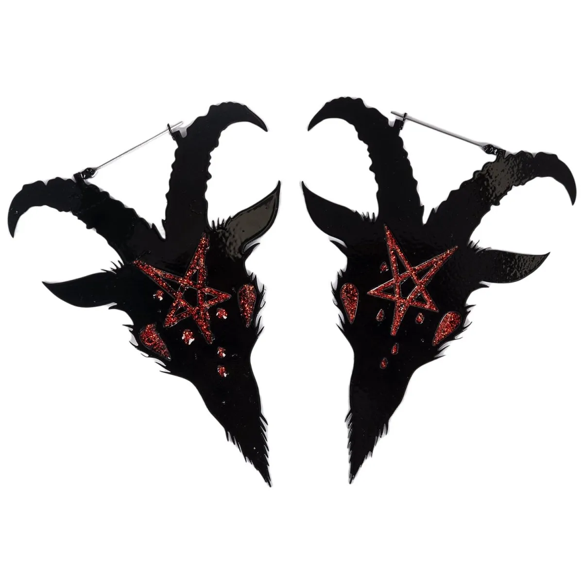 Red Pentagram Satan Hoop Earrings