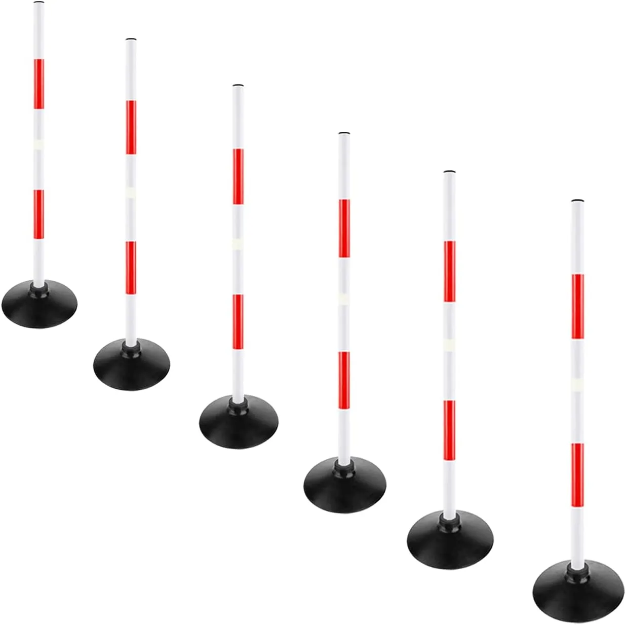Red-White Soccer Agility Pole Set Rubber Base Dribbling Stick Traffic Warning Sign Pole Multifunctional Training Pole