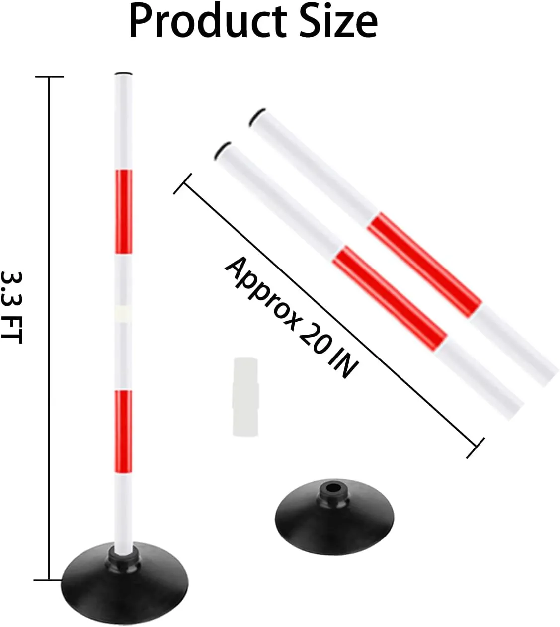 Red-White Soccer Agility Pole Set Rubber Base Dribbling Stick Traffic Warning Sign Pole Multifunctional Training Pole