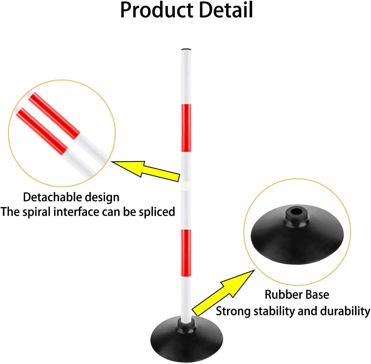 Red-White Soccer Agility Pole Set Rubber Base Dribbling Stick Traffic Warning Sign Pole Multifunctional Training Pole
