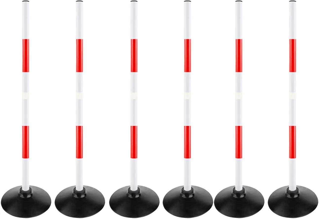 Red-White Soccer Agility Pole Set Rubber Base Dribbling Stick Traffic Warning Sign Pole Multifunctional Training Pole