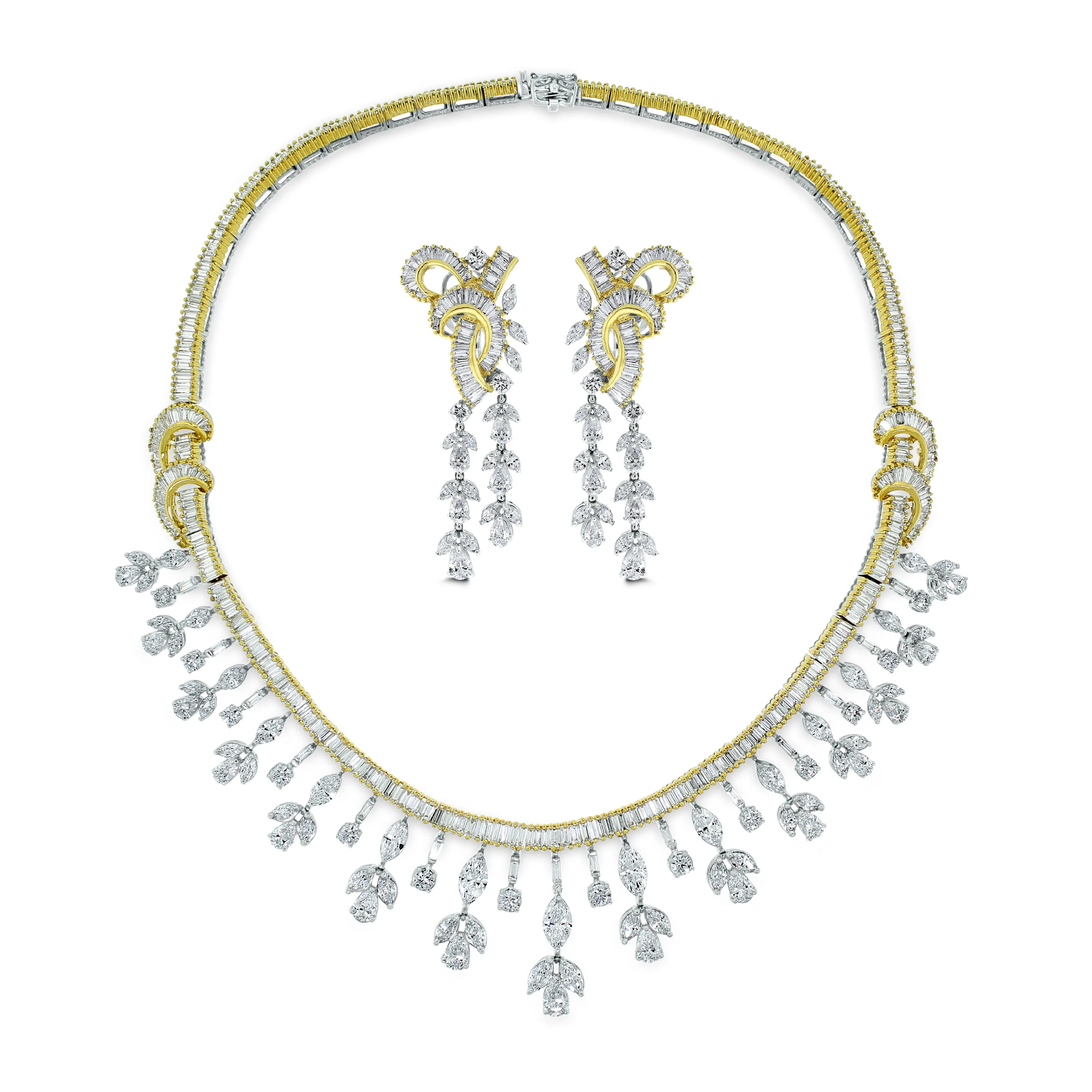 Scintilla Diamond Earrings (8.34 ct Diamonds) in Two Tone Gold