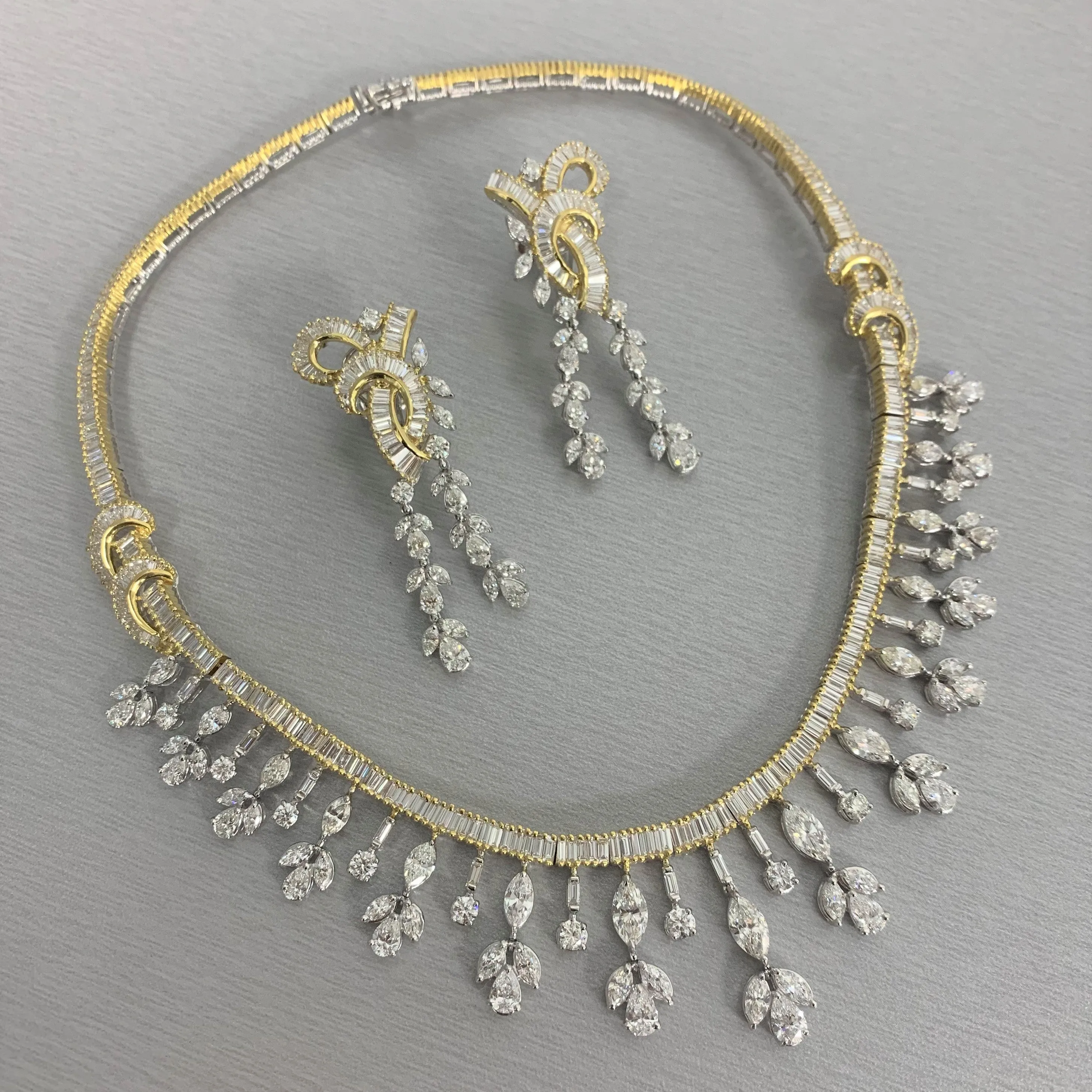 Scintilla Diamond Earrings (8.34 ct Diamonds) in Two Tone Gold