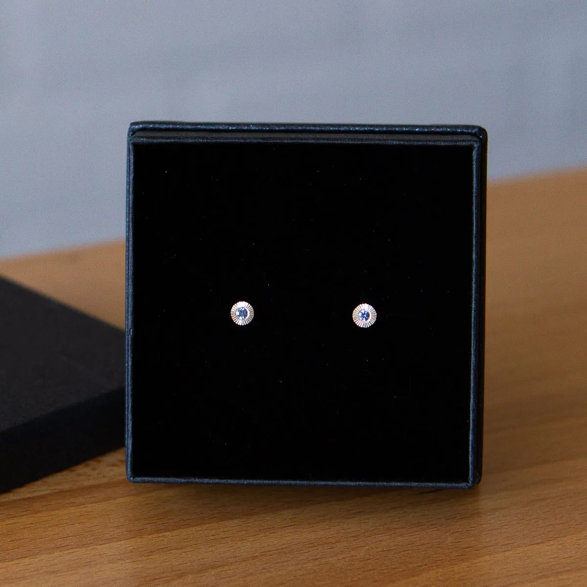 Small Aurora Blue Sapphire Stud Earring in Sterling Silver