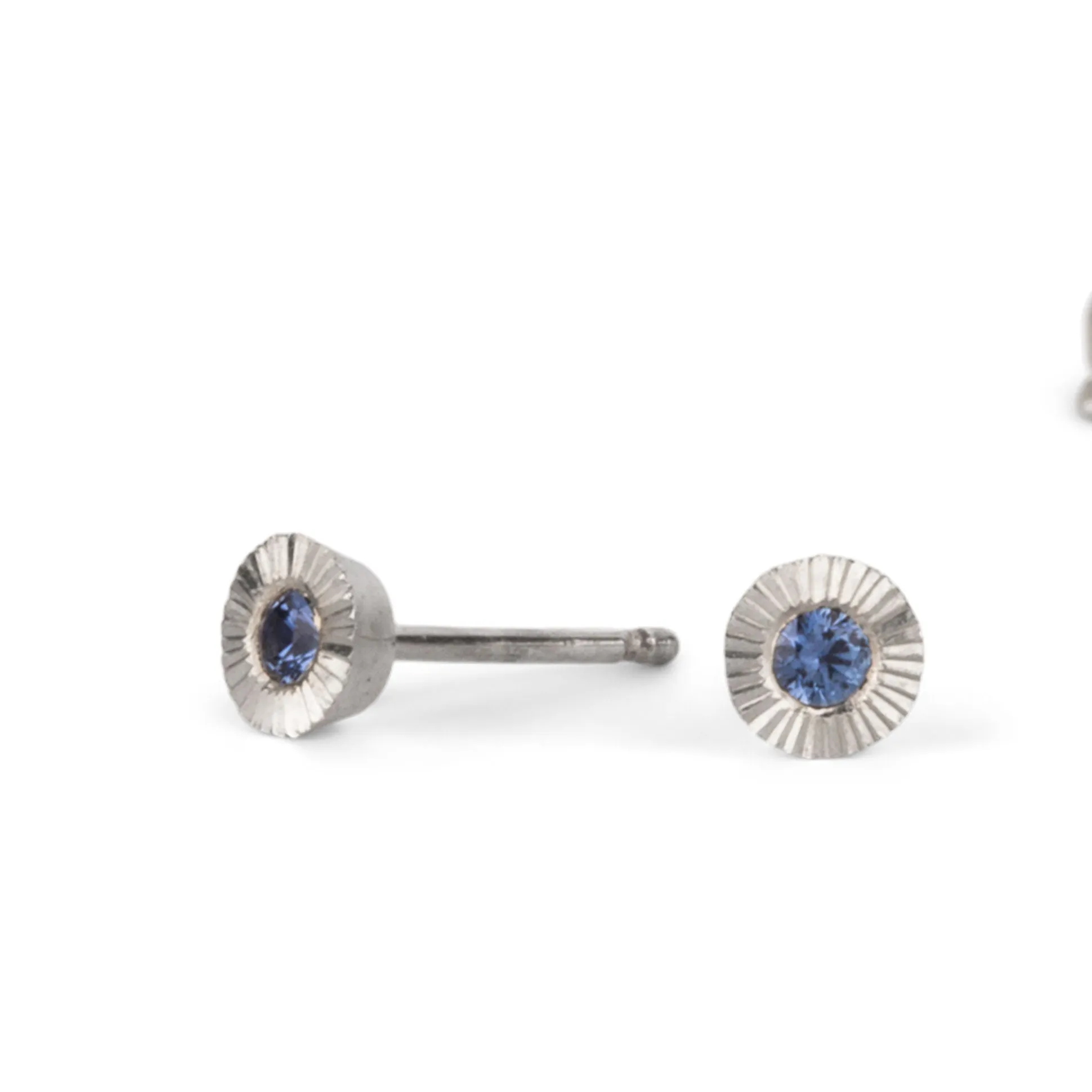 Small Aurora Blue Sapphire Stud Earring in Sterling Silver