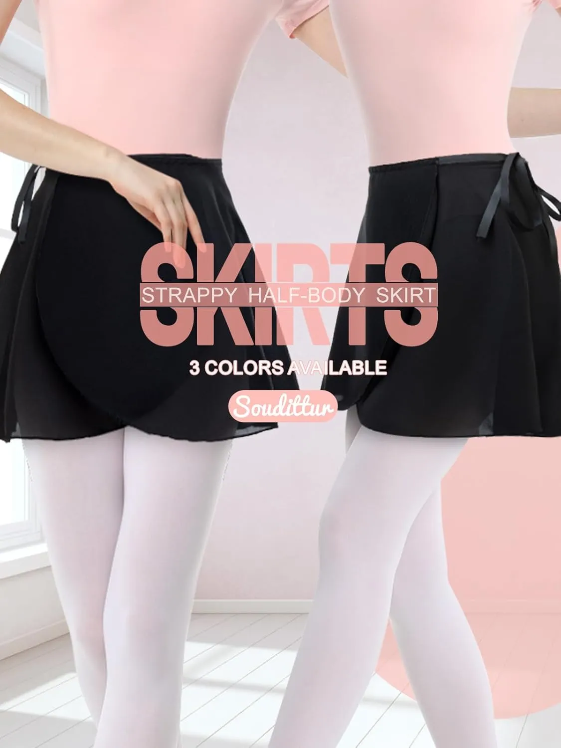 Soudittur Ballet Wrap Skirts Chiffon Dance Skirt for Toddler/Girls/Women