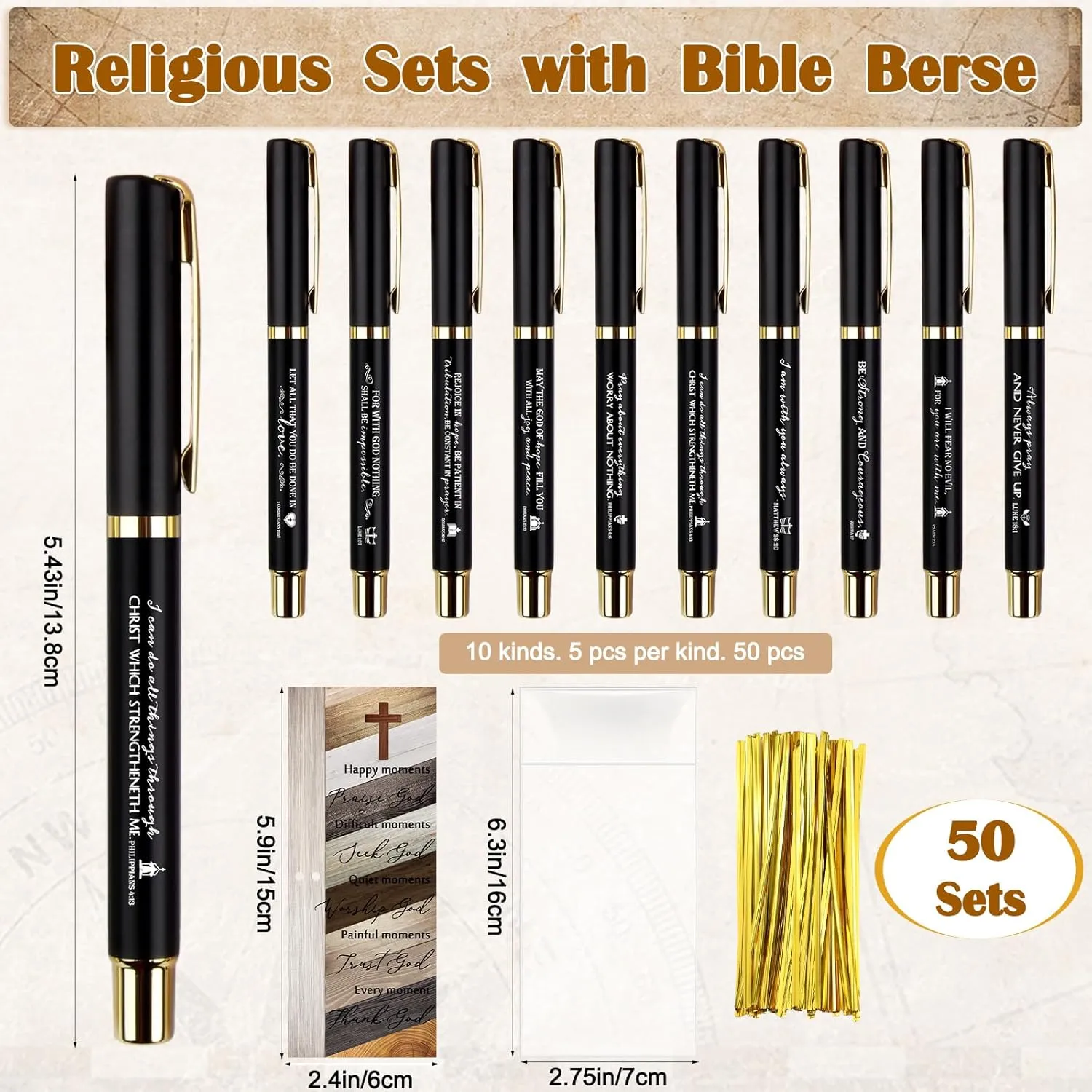 Spakon Christian Gifts for Father's Day Bulk Bible Verse Compass Pen Engraved Inspirational Compass with Religious Bookmarks Church Welcome Gifts for Men Christian Sunday School