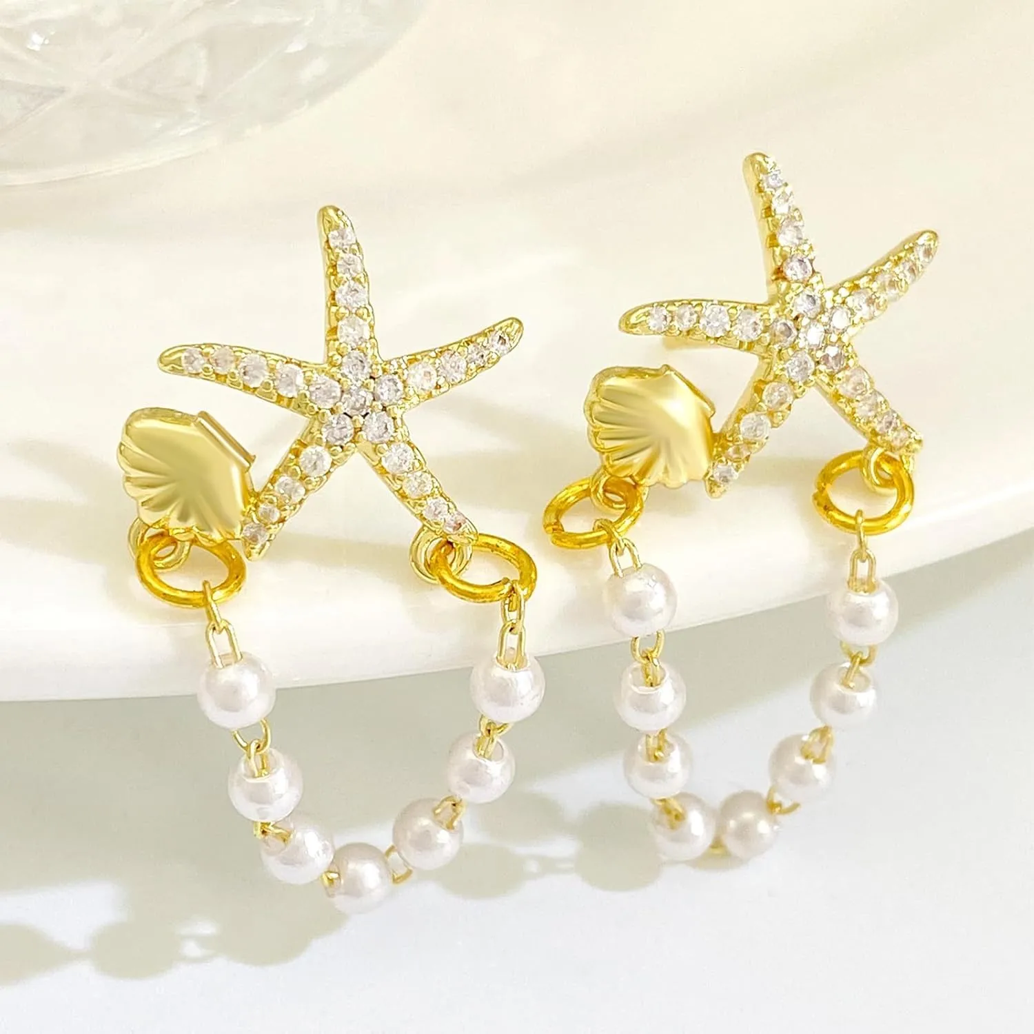 Starfish Earrings for Women Gold Sea Shell Earrings Summer Beach Vacation Outfits for Women Trendy Jewelry Gifts