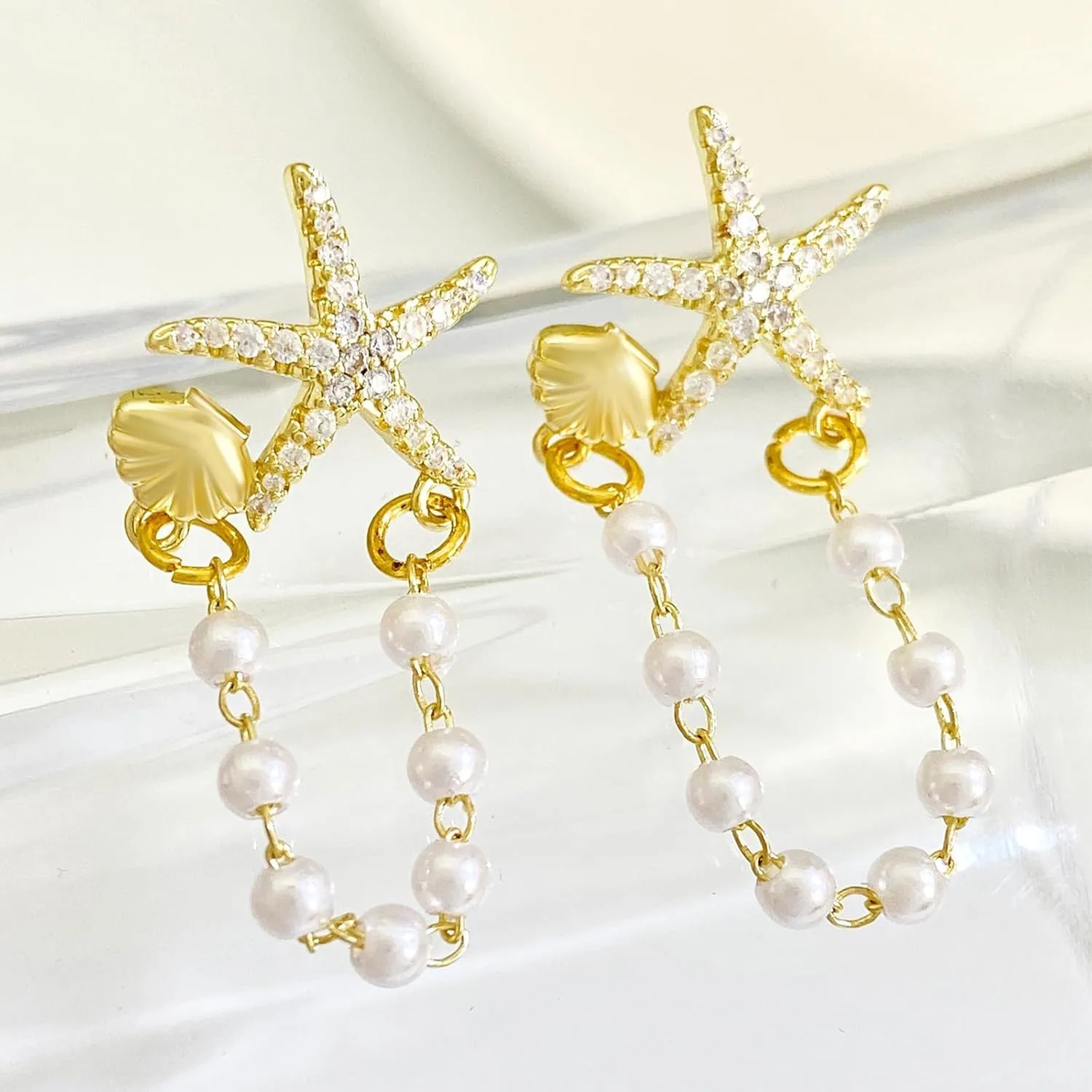 Starfish Earrings for Women Gold Sea Shell Earrings Summer Beach Vacation Outfits for Women Trendy Jewelry Gifts