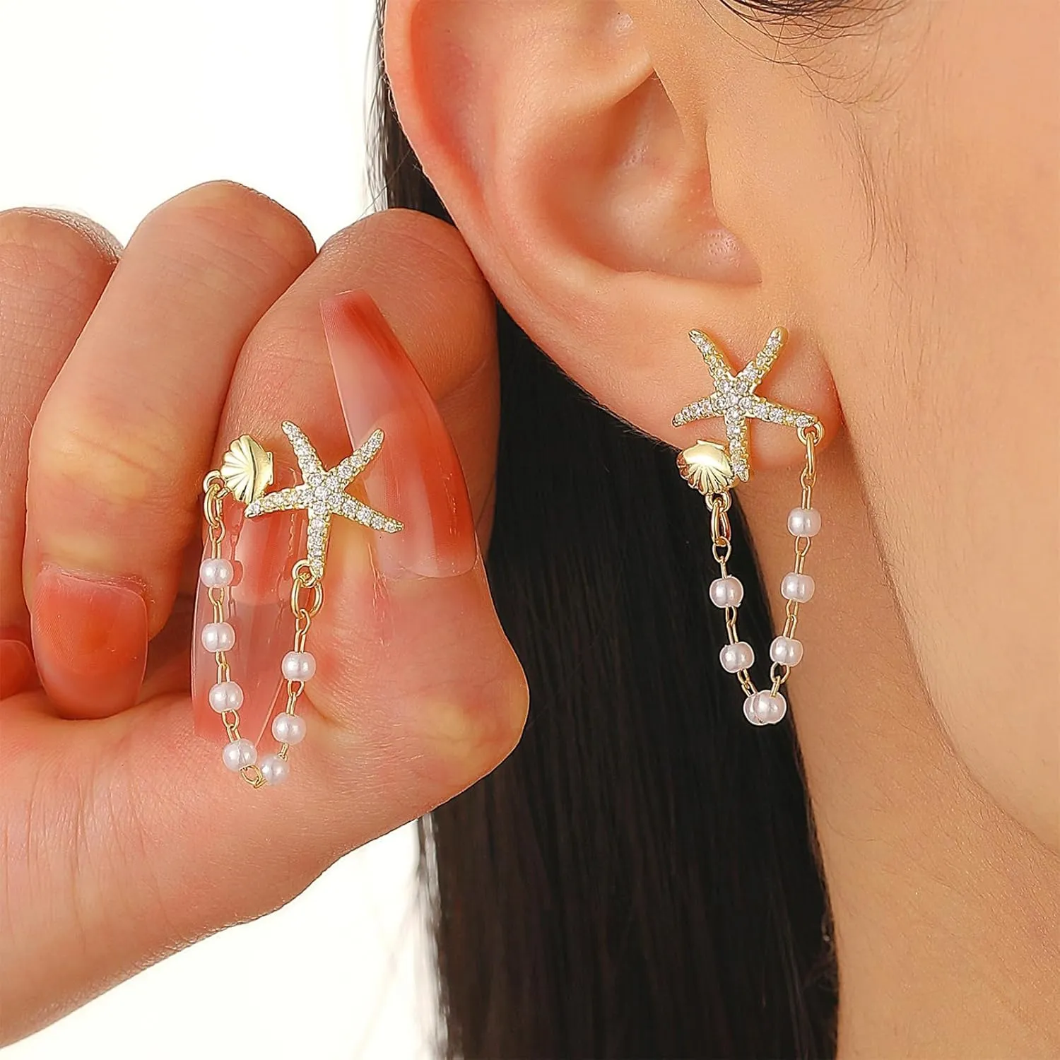 Starfish Earrings for Women Gold Sea Shell Earrings Summer Beach Vacation Outfits for Women Trendy Jewelry Gifts