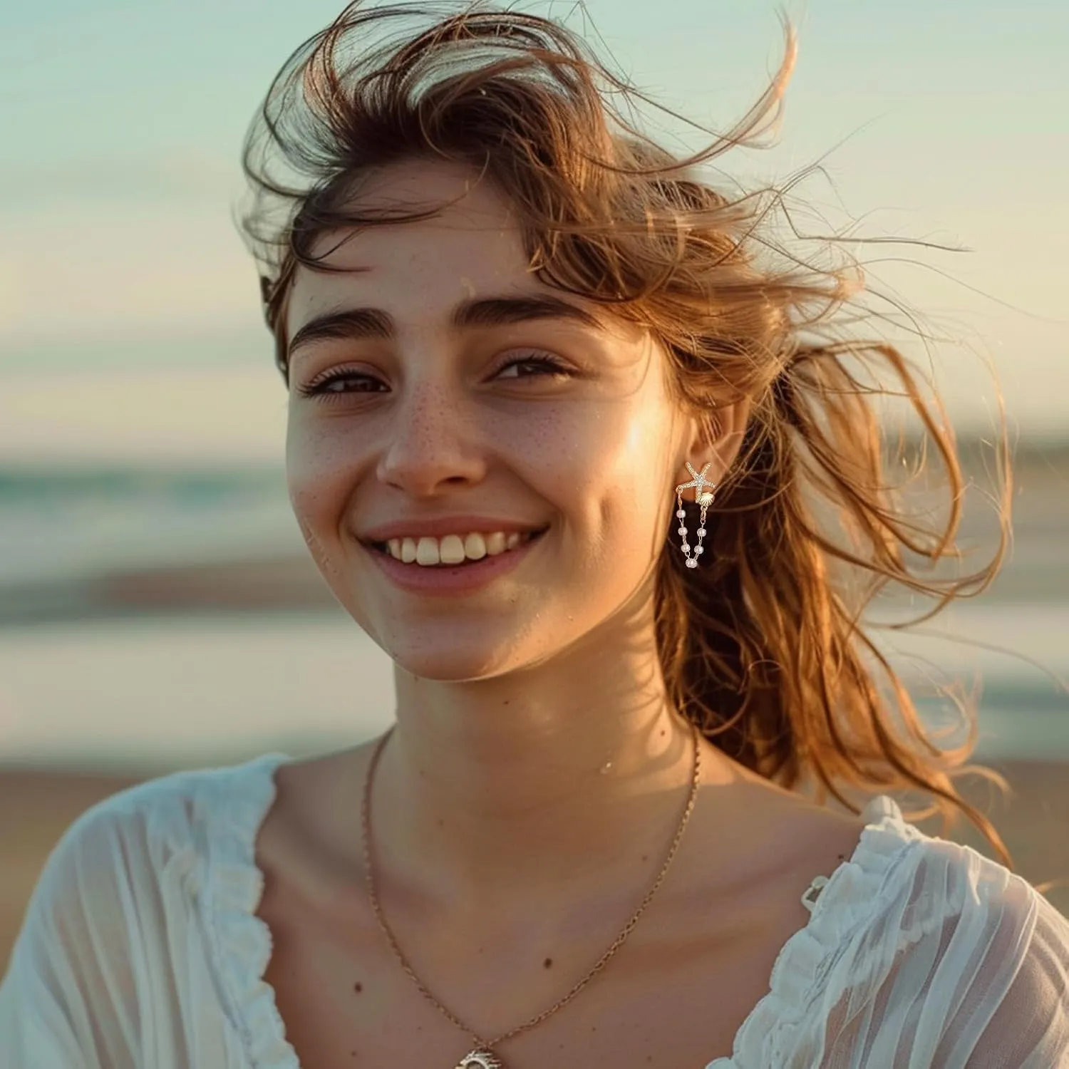 Starfish Earrings for Women Gold Sea Shell Earrings Summer Beach Vacation Outfits for Women Trendy Jewelry Gifts