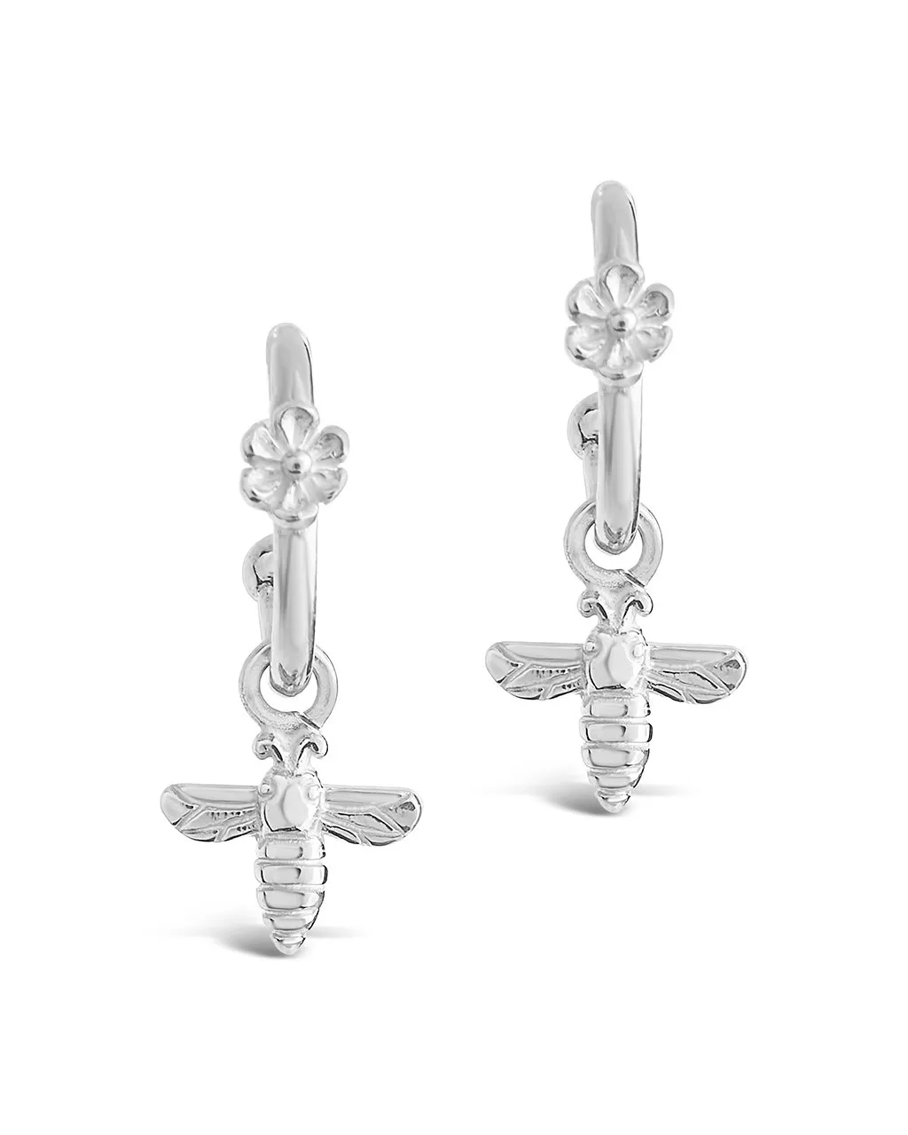 Sterling Silver Bee & Daisy Stud Hoops