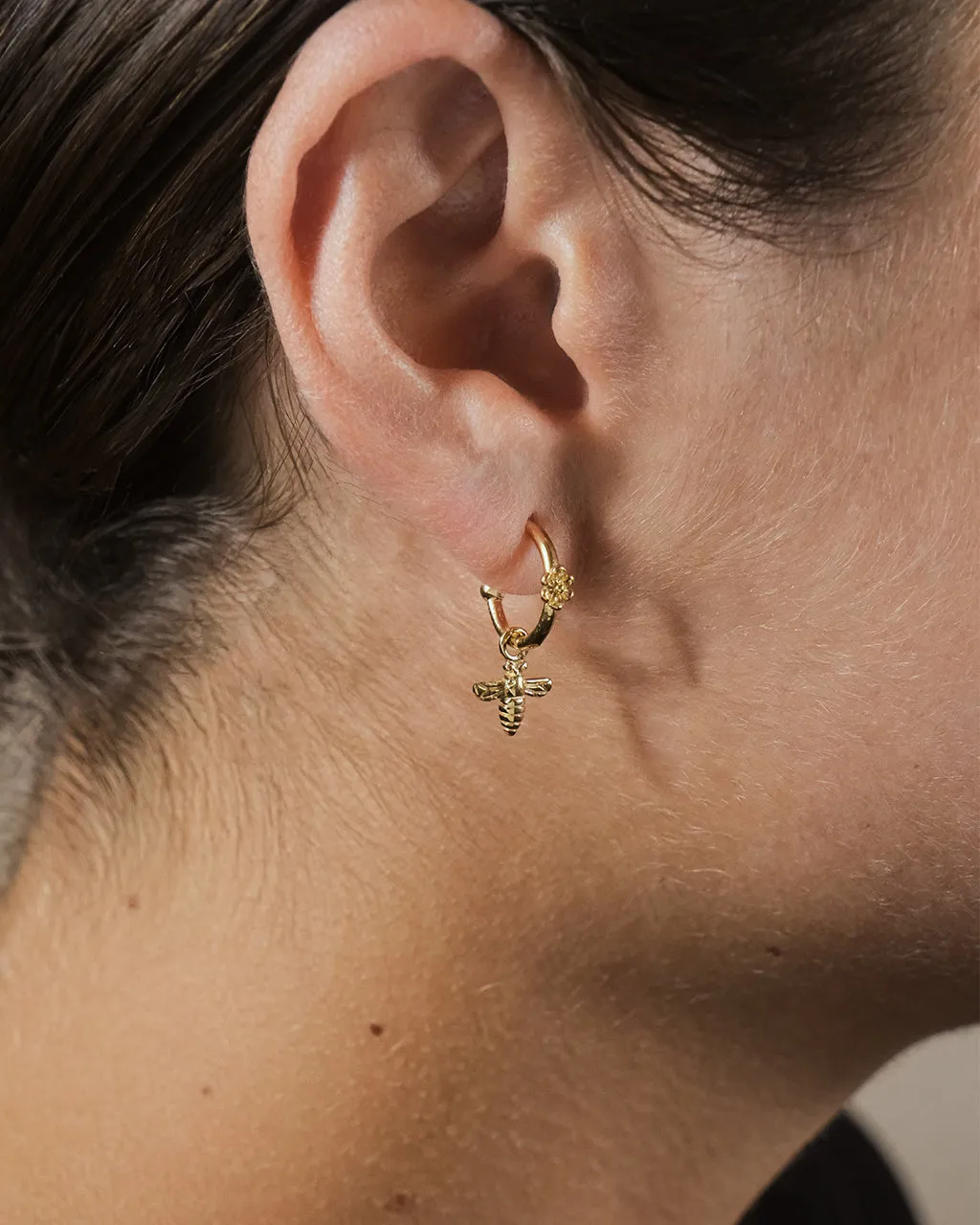 Sterling Silver Bee & Daisy Stud Hoops