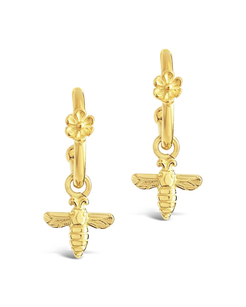 Sterling Silver Bee & Daisy Stud Hoops