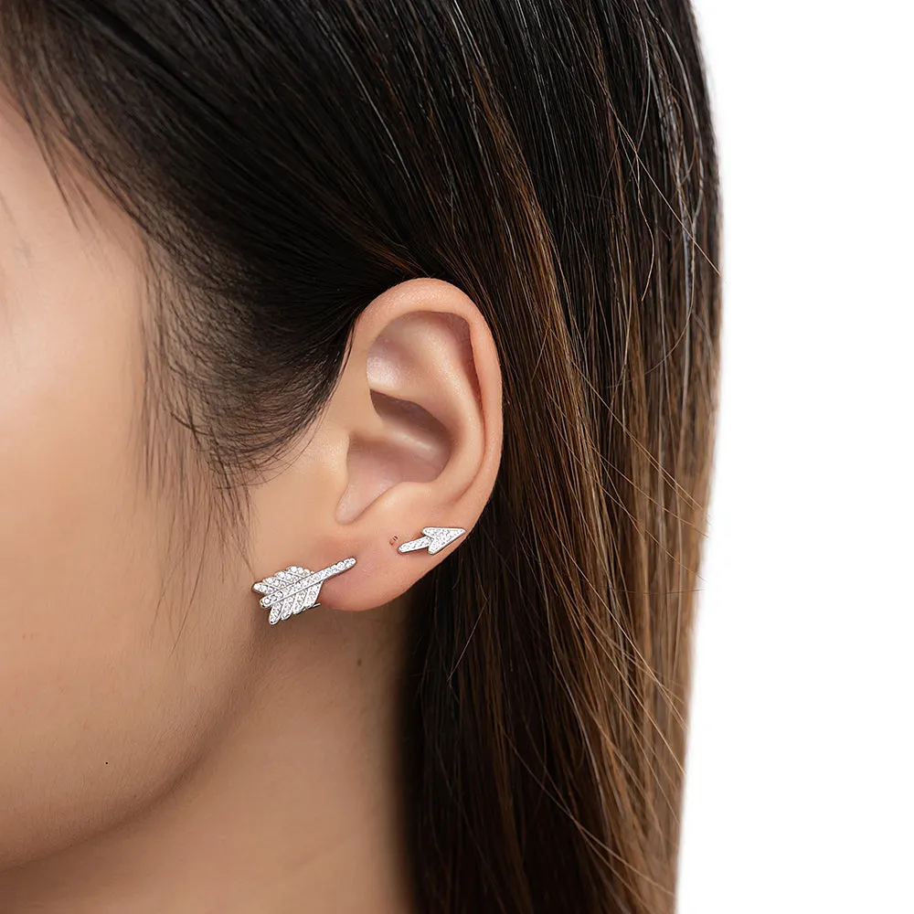 Sterling Silver CZ Arrow Earrings