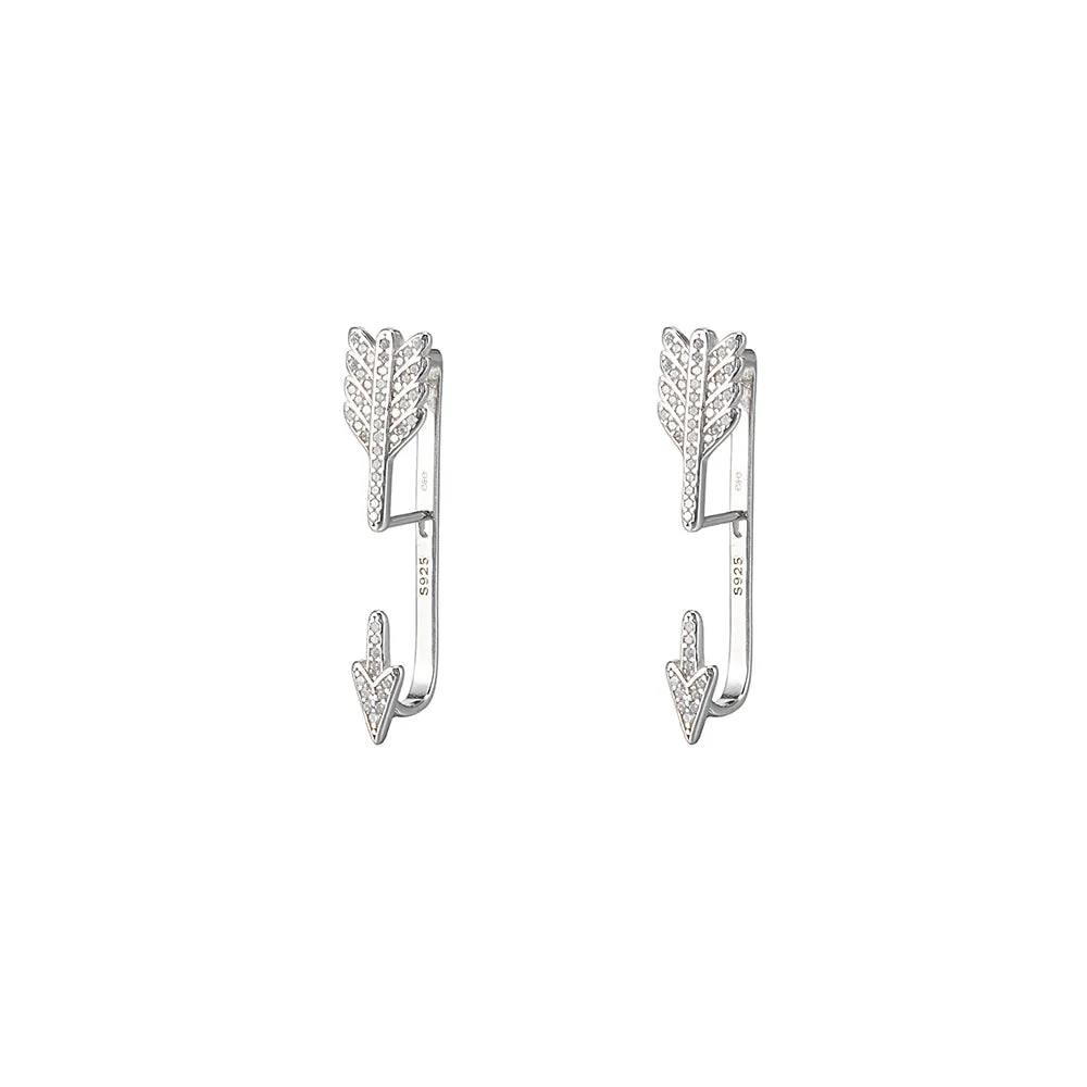 Sterling Silver CZ Arrow Earrings