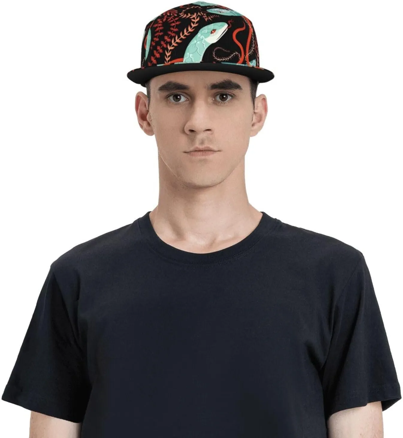 Summer Parrot Pineapple Bird Printed Baseball Cap, Flat Brim Hats for Men Women, Funny Adjustable Snapback Hats